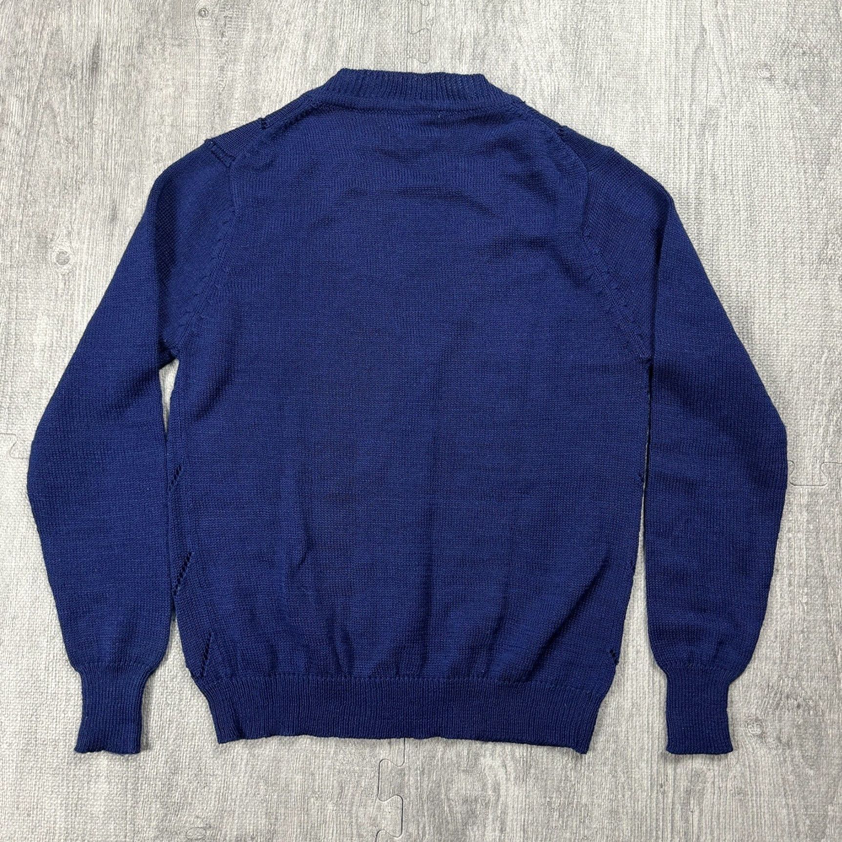 Vintage VINTAGE Leslie Fay Cardigan Sweater Womens Large Navy Blue 1970s Button V-Neck Mod Size L / US 10 / IT 46 - 6 Thumbnail