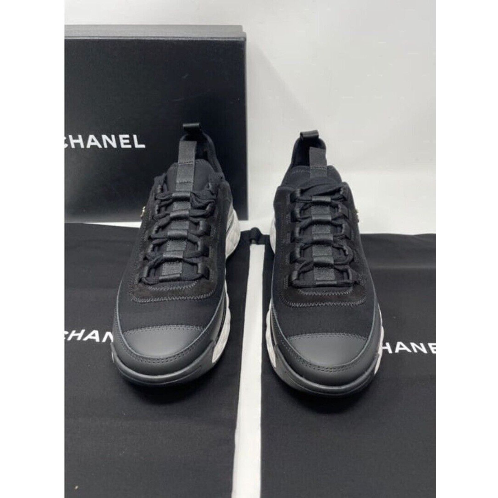 Chanel Chanel Velvet Calfskin & Mixed Fibers Sneaker Black 39.5 NIB Size US 8.5 / IT 38.5 - 5 Thumbnail