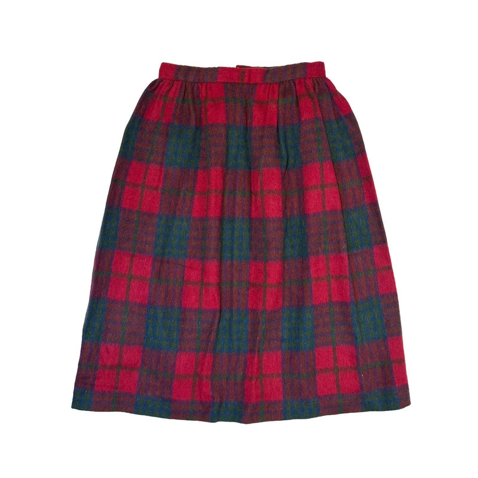 Handmade Vintage 80s Plaid Wool Blend hand-sewn Skirt 25" Size 25" / US 0 / IT 36 - 1 Thumbnail