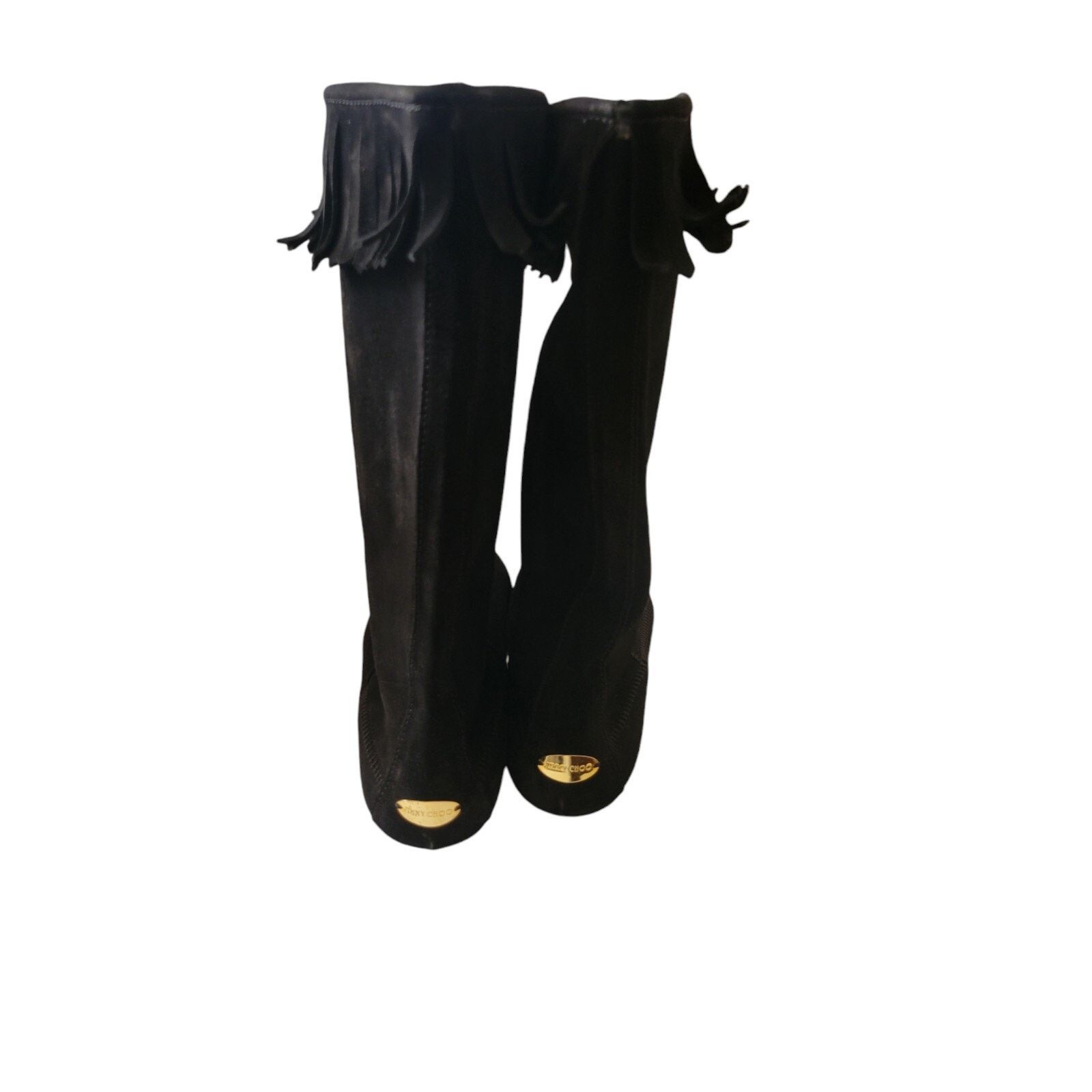 Jimmy Choo Jimmy Choo Wave Suede Fringe Trim Mid-Calf Flat Boots 39.5 Size US 8.5 / IT 38.5 - 4 Thumbnail