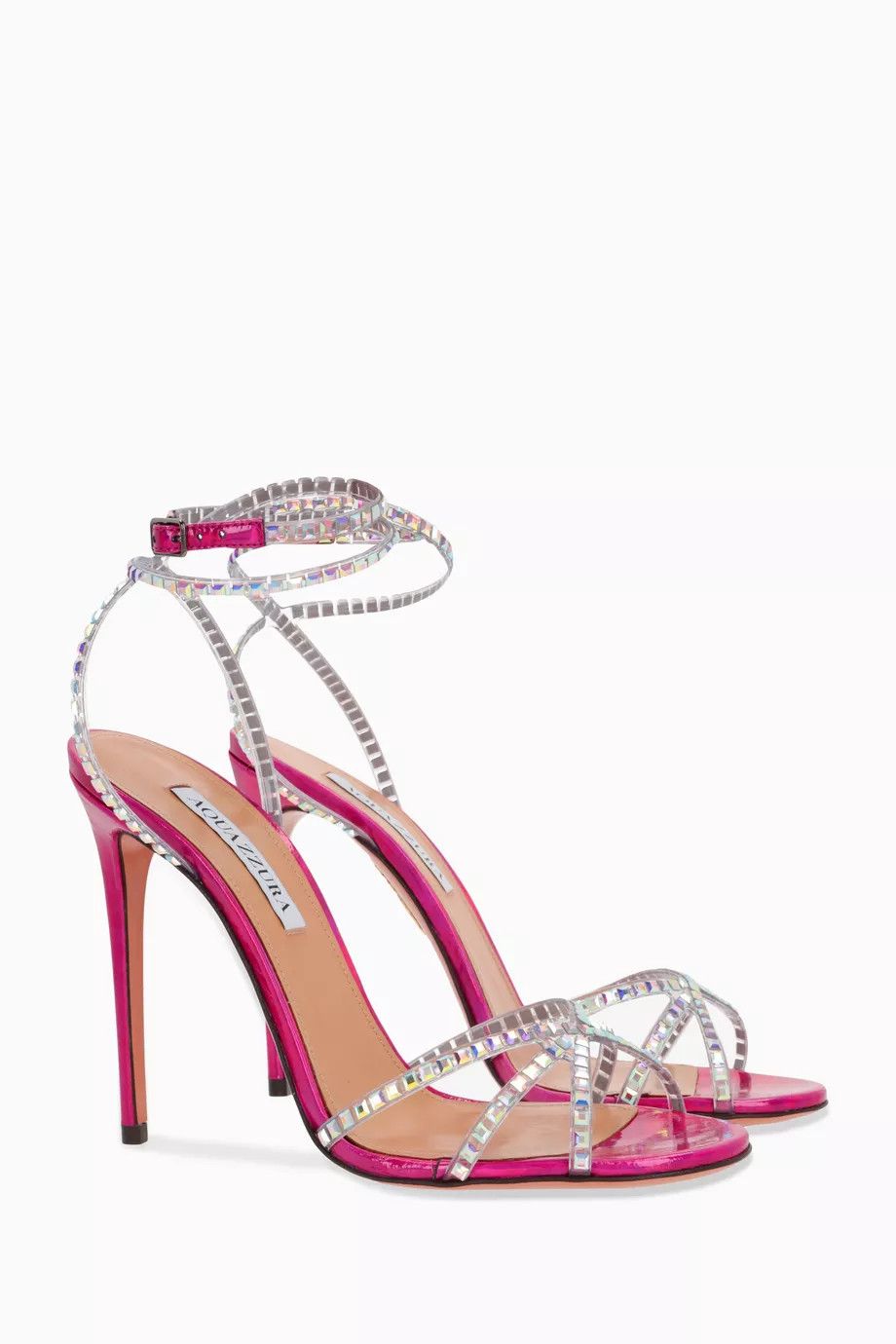 Aquazzura o1y0725 Ankle Strap Sandals in Transparent/Pink Size US 8 / IT 38 - 3 Thumbnail