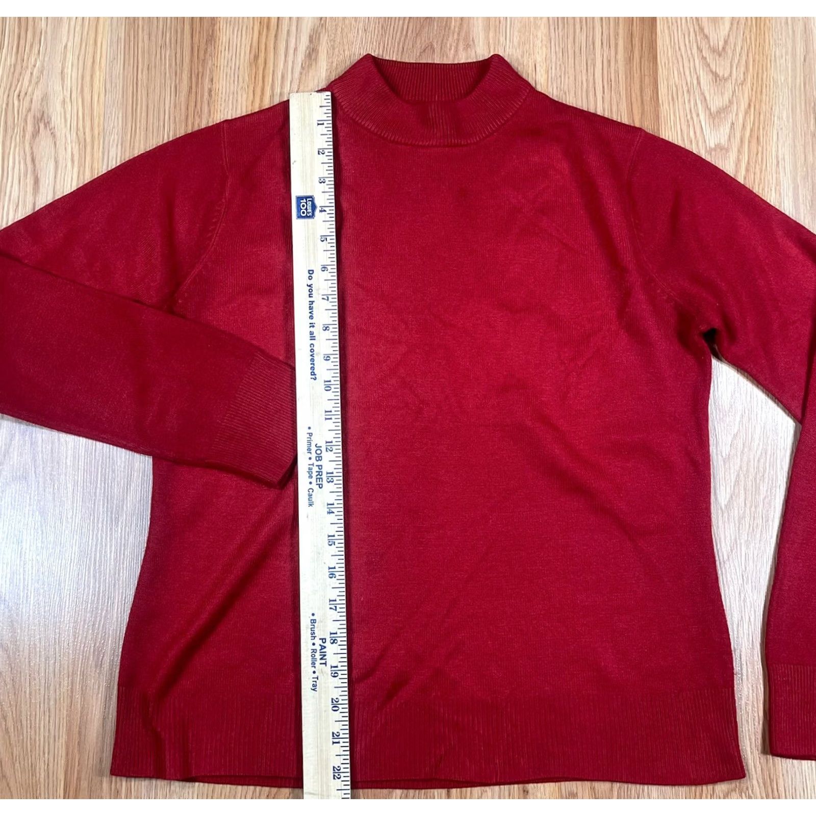 Vintage Sag Harbor Sweater Womens Petite Small Red Knit Mock Neck Long Sleeve Acrylic Size S / US 4 / IT 40 - 3 Thumbnail