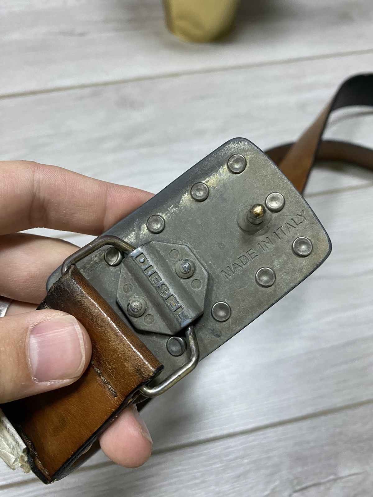 Diesel Diesel 3d logo Stamping vintage leather belt Size ONE SIZE - 5 Thumbnail
