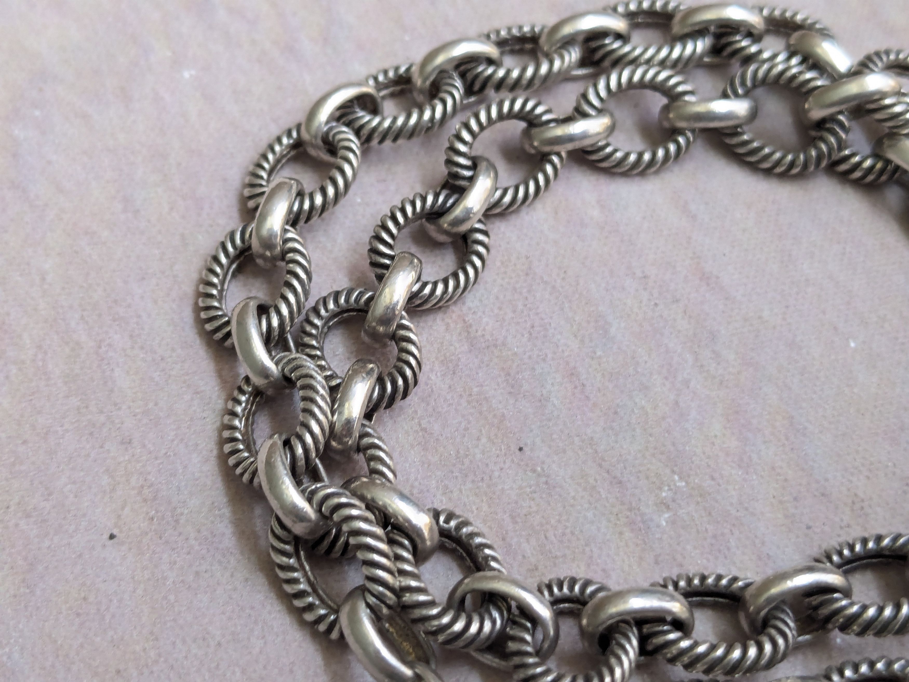 Jewelry Sterling Silver Choker Necklace Oval 18" Chain Size ONE SIZE - 7 Thumbnail