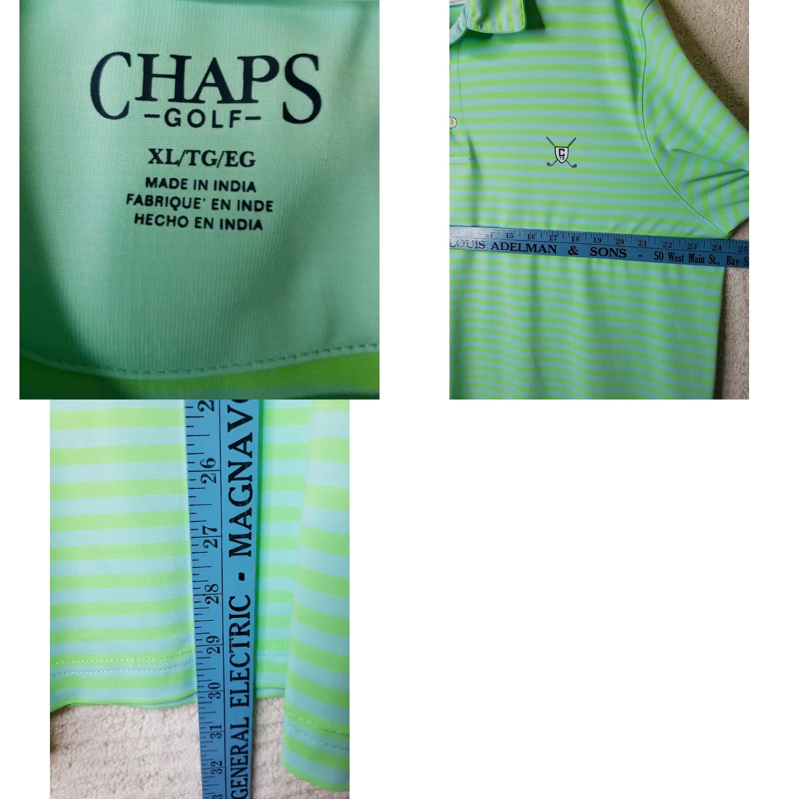 Chaps Chaps Polo Shirt Regular Green Neon Striped Golf Short Sleeve Mens XL Size US XL / EU 56 / 4 - 8 Thumbnail