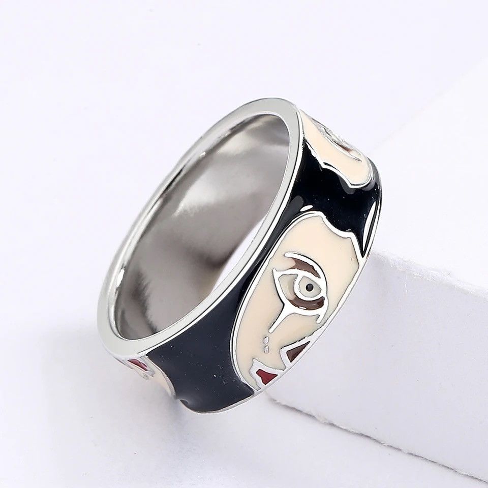 Japanese Brand × Jewelry × Vintage Creative Handmade Irregular Half Face Enamel Heart Ring Size ONE SIZE - 4 Thumbnail