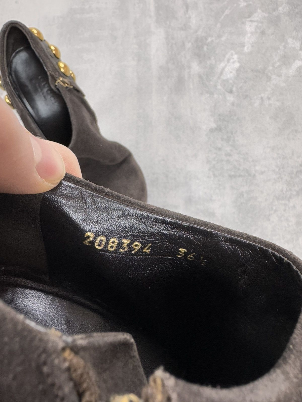 Gucci Gucci Suede Heels Leather Brown Studded Shoes 208394 Size US 6 / IT 36 - 15 Thumbnail