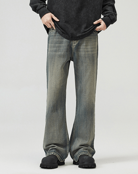Japanese Brand American high street washed loose flared distressed jeans Size US 32 / EU 48 - 1 Thumbnail