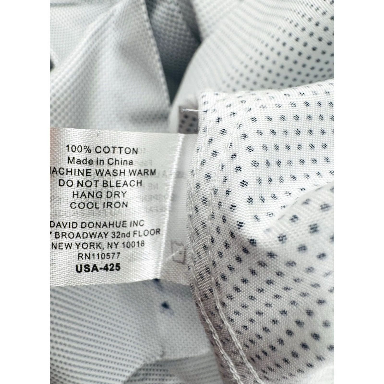 David Donahue David Donahue Dress Shirt Polka Dot Trim 18 36 / 37 White Blue Long Sleeve Button-Up Mens Regular XL? Size 48R - 6 Thumbnail