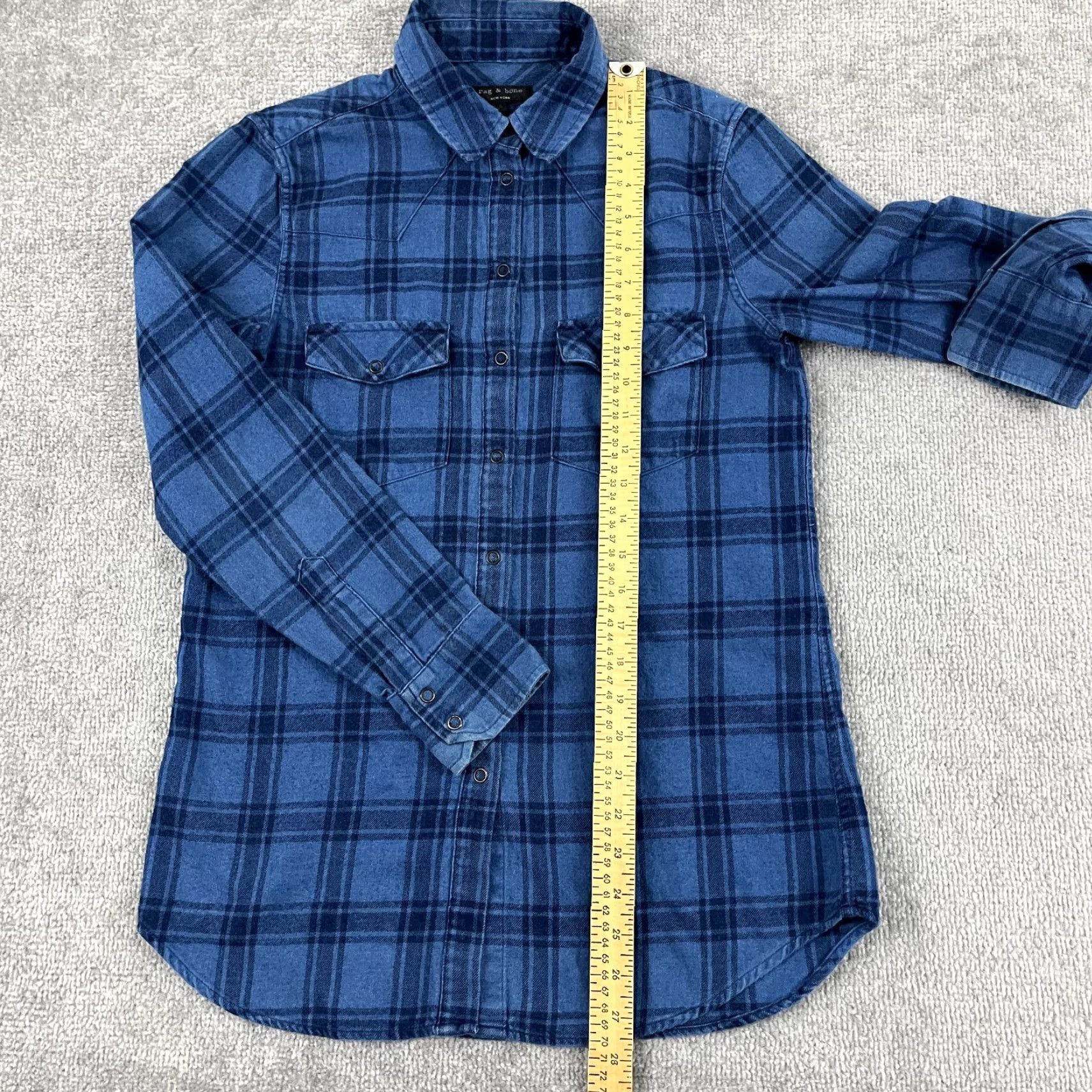 Rag & Bone RAG & BONE Shirt Womens Small Blue Plaid Flannel Snap Up Front Long Sleeve Top Size S / US 4 / IT 40 - 3 Thumbnail