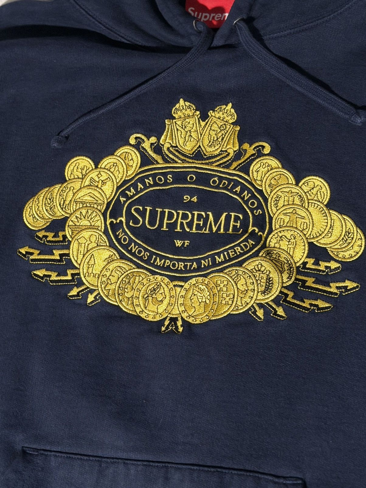 Supreme Supreme Navy “Amanos O Odianos” Hoodie Size US M / EU 48-50 / 2 - 2 Thumbnail