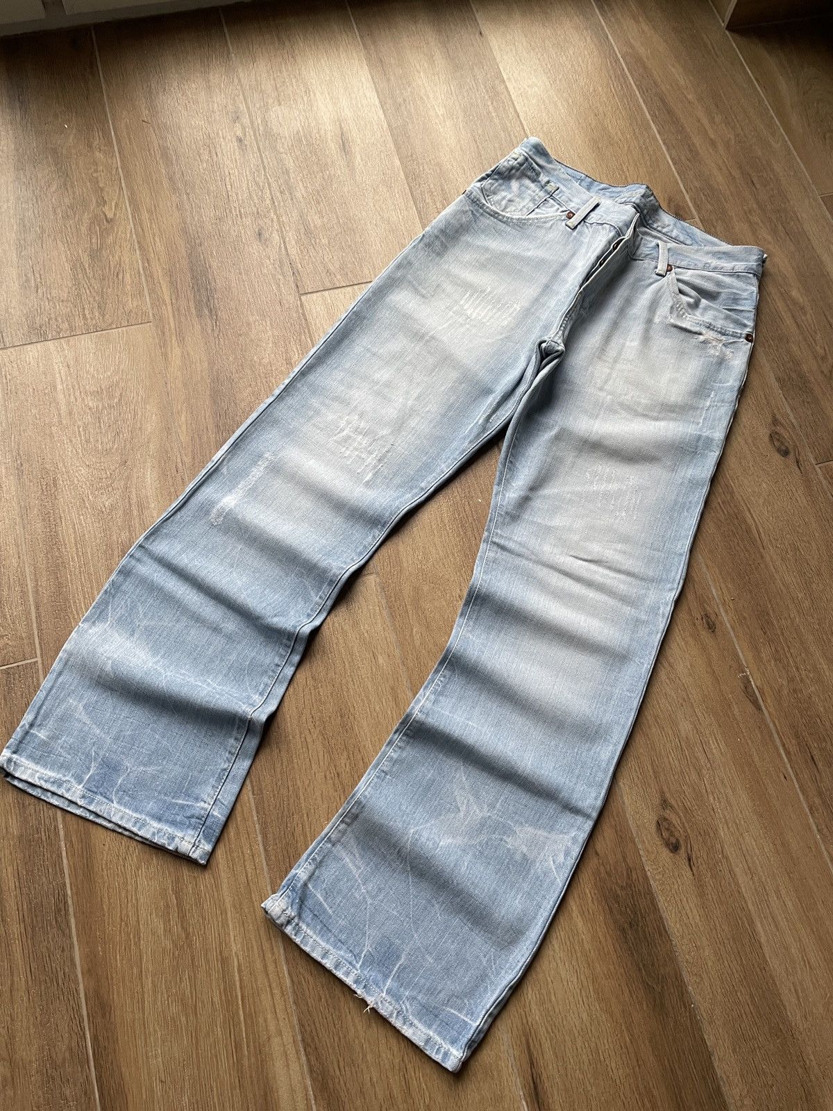 Vintage Vintage Flared Jeans Avant Garde Y2K Japanese Hype Faded Size US 32 / EU 48 - 2 Thumbnail