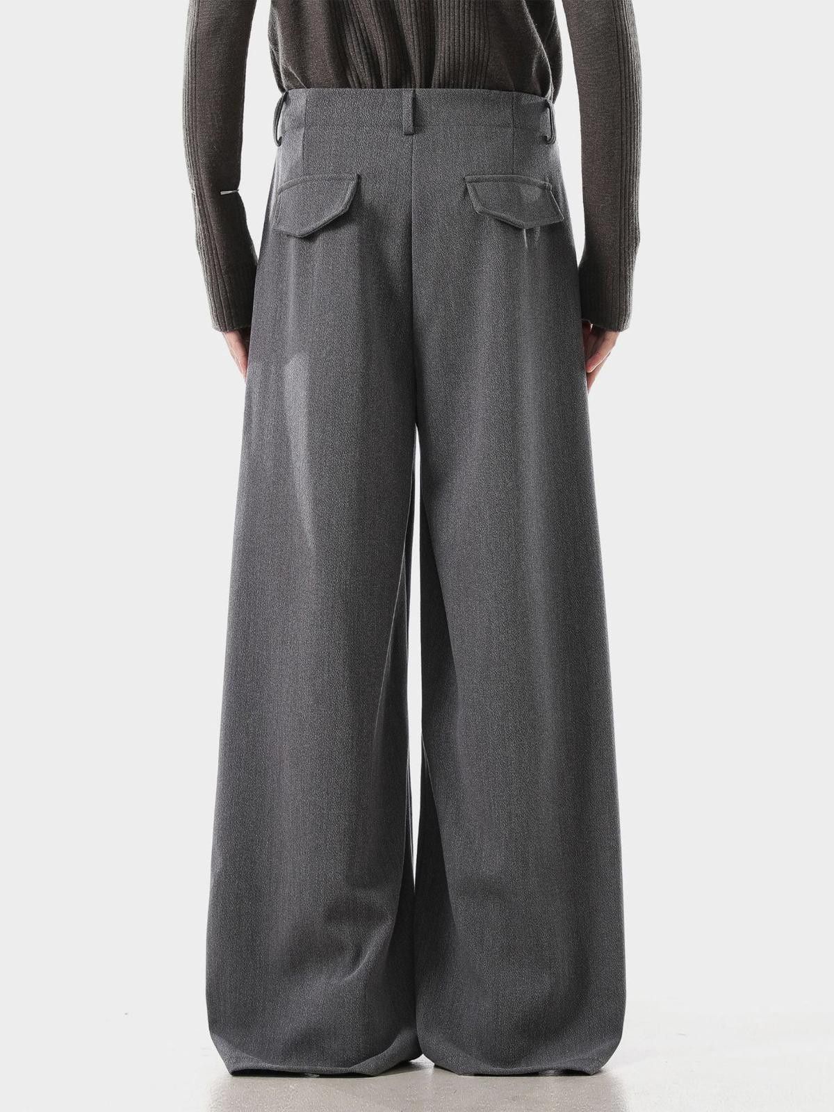 Japanese Brand Gray Wide Leg Pants, Loose Fit Trousers Size US 32 / EU 48 - 5 Thumbnail