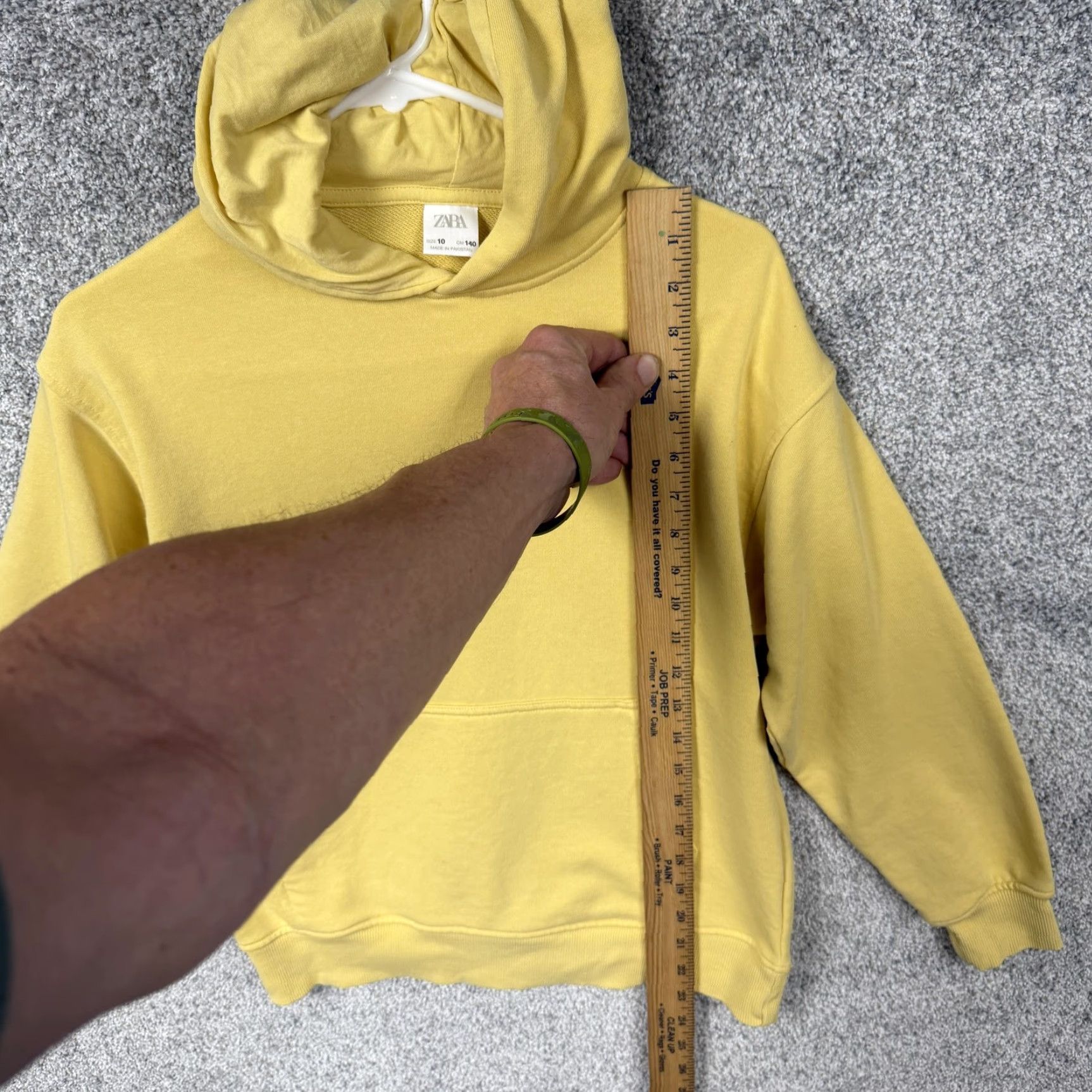 Zara ZARA Hoodie Womens 10 Yellow Fleece Pullover Kangaroo Pocket Crew Neck Hooded Regular Fit Casual Fall Womens Size L / US 10 / IT 46 - 2 Thumbnail