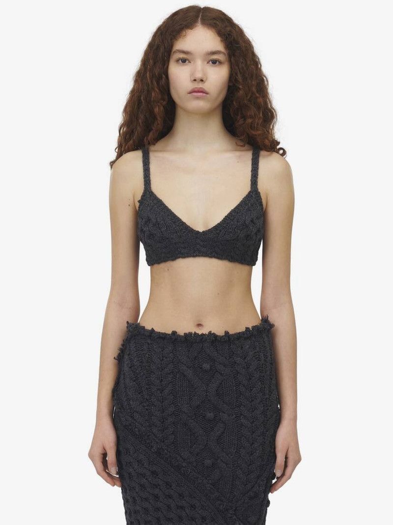 Alexander McQueen o1srvl11e0326 Size: S / Cable Knit Bra in Black Size ONE SIZE - 3 Thumbnail