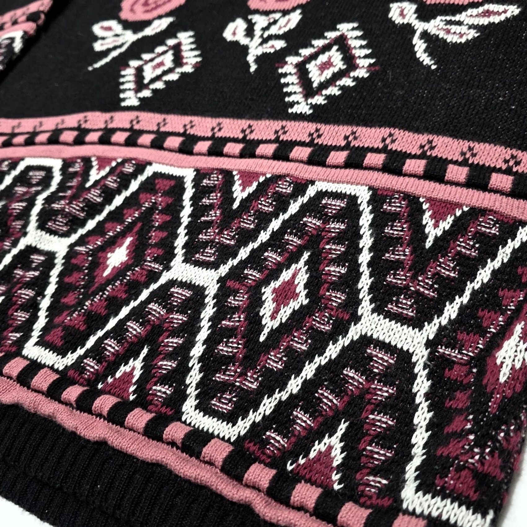 Pinko VINTAGE Cafe La Vie Black Pink Floral Women’s MockNeck Sweater L USA Shirt Ladies 1990s Casual Geometric Size L / US 10 / IT 46 - 3 Thumbnail
