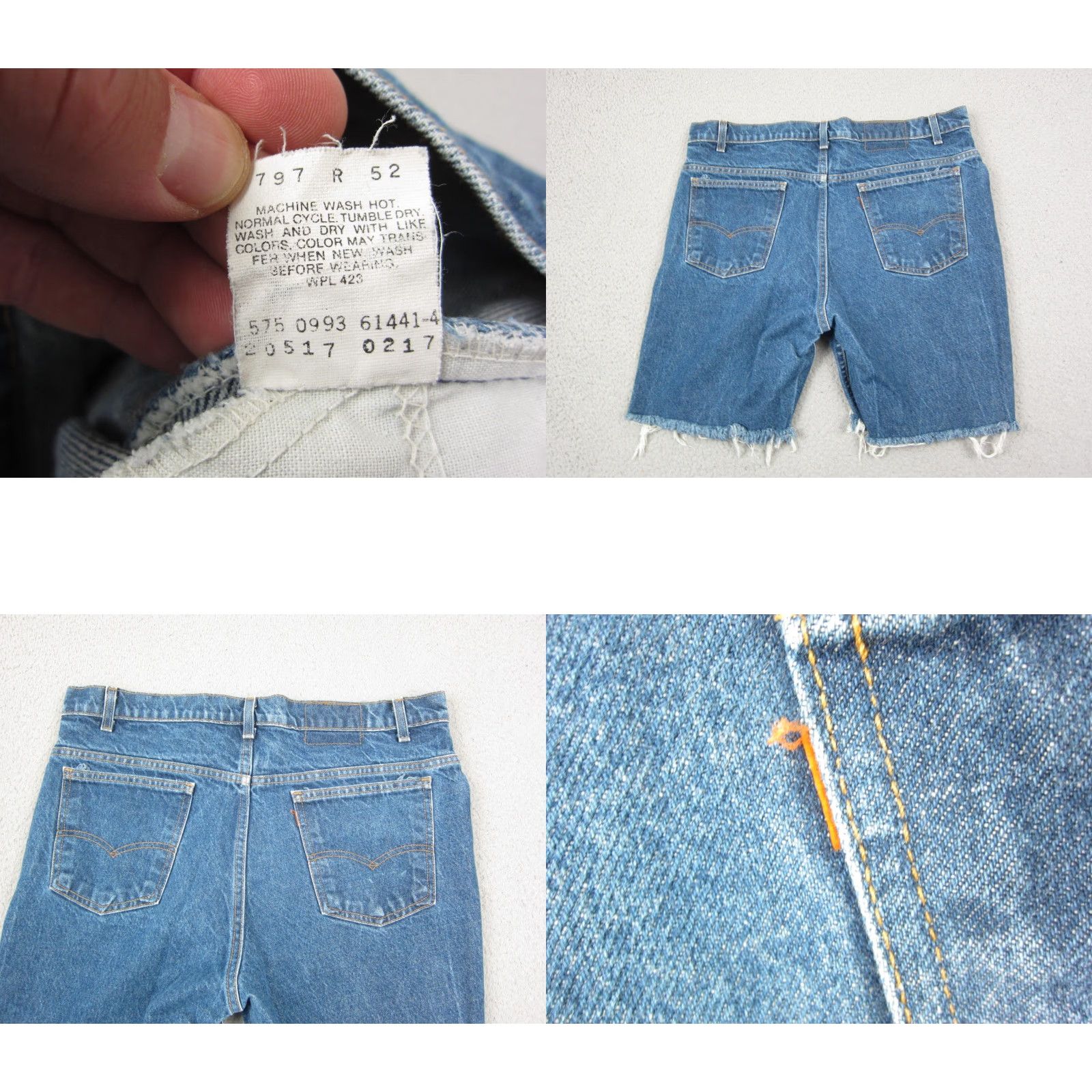 Levi's VINTAGE Levi's Shorts Mens 40 Blue Denim 90s Cut Off Jorts Orange Tab Made in USA Denim Shorts 5-Pocket Mens 40 Blue Size US 40 / EU 56 - 8 Thumbnail