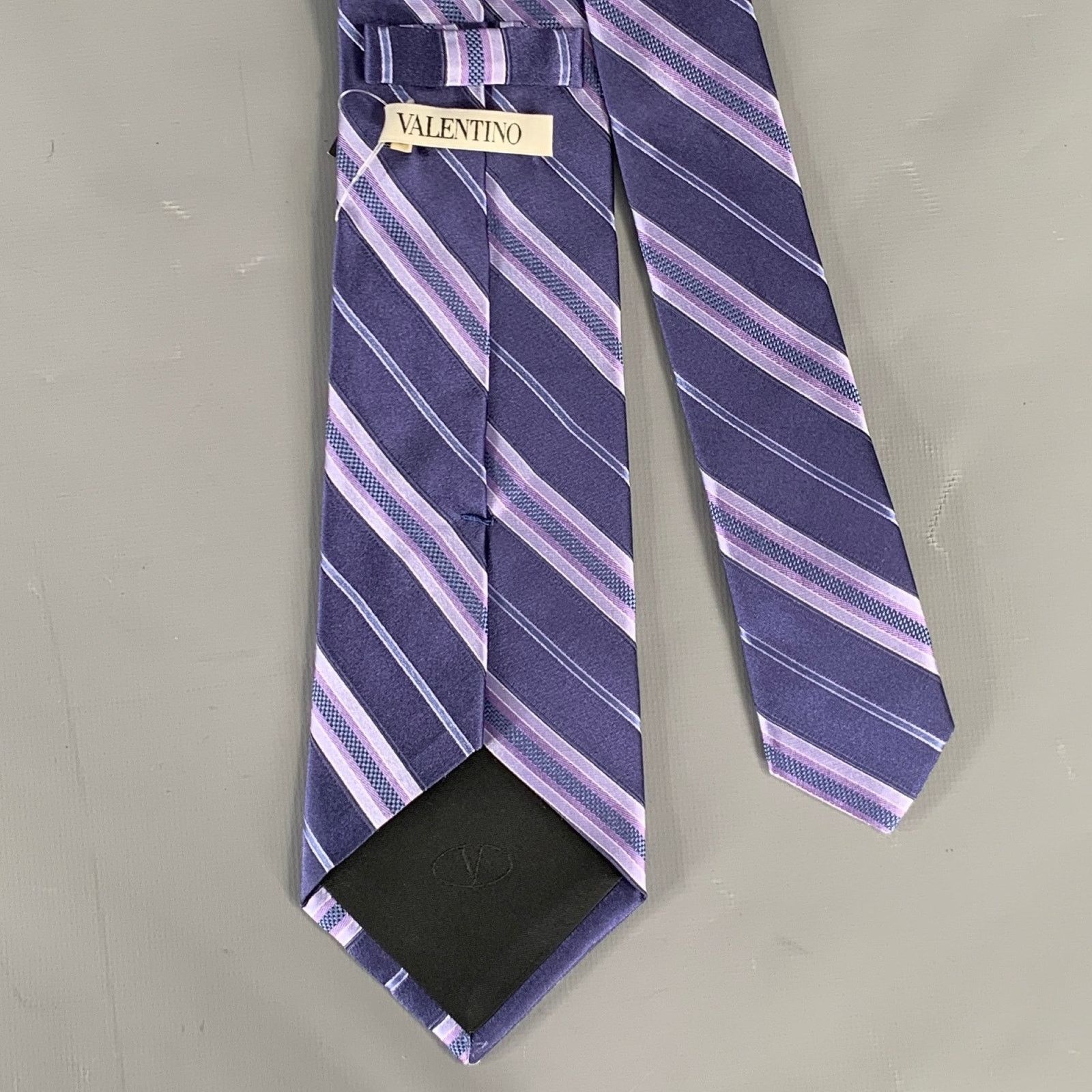 Valentino VALENTINO Indigo Purple Mixed Pattern Silk Tie Size ONE SIZE - 2 Thumbnail