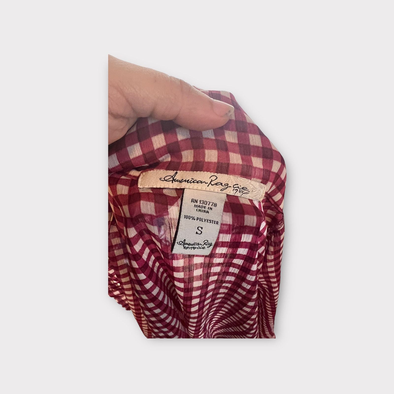 American Rag American Rag | Roll Tab Sleeve Hi Low Sheer Plaid Blouse | S Size S / US 4 / IT 40 - 10 Thumbnail