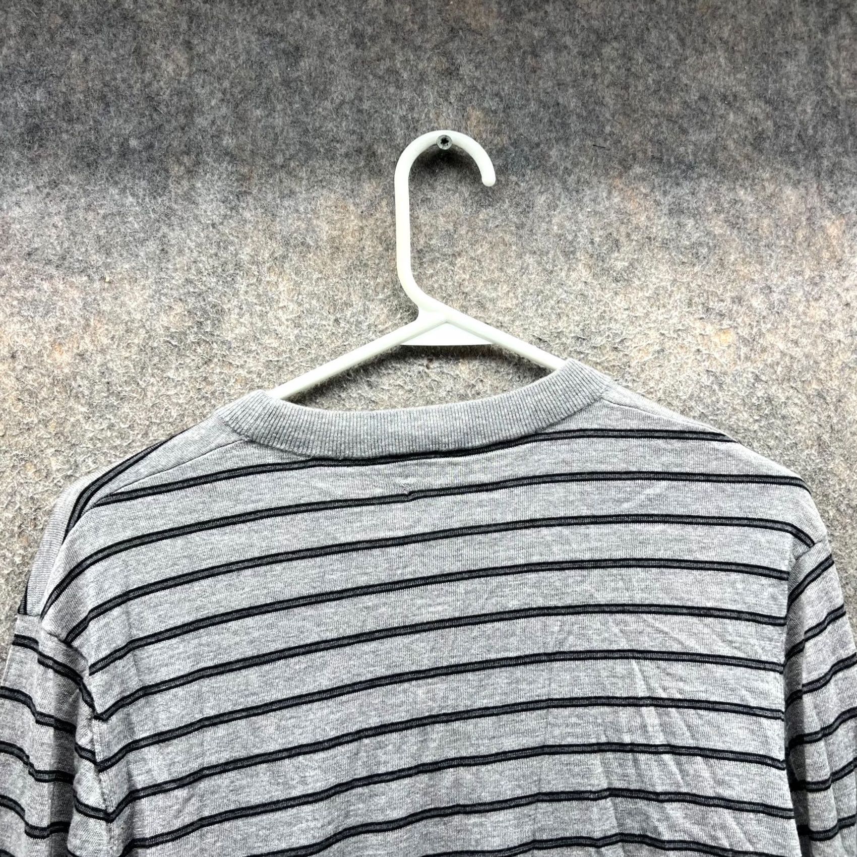 Theory Theory Sweater Mens XL Gray Black Striped Crewneck Wool Fleece Vintage Extra Size US XL / EU 56 / 4 - 3 Thumbnail
