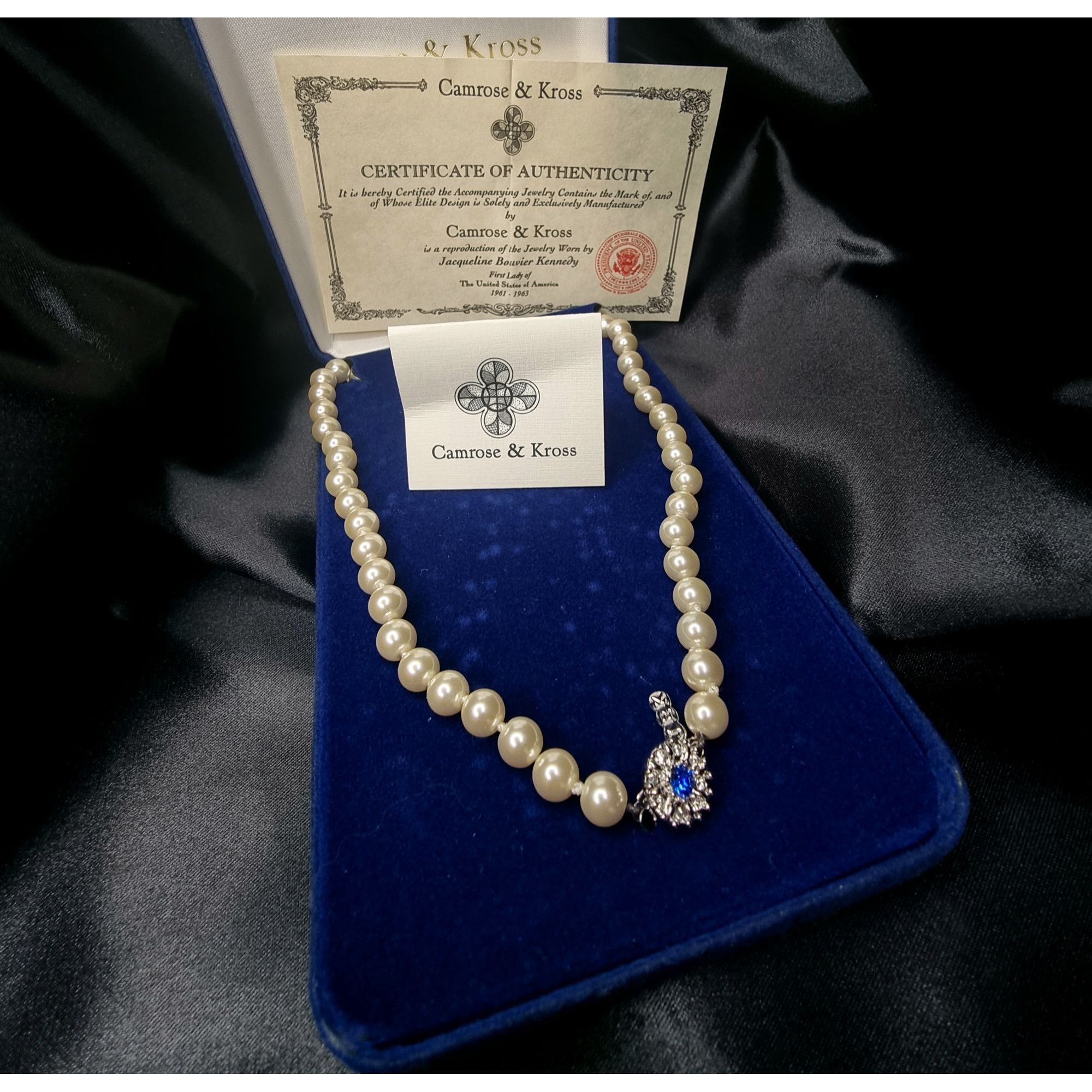 Vintage Vintage Camrose & Kross JBK Faux Pearl Necklace With Blue Rh Size ONE SIZE - 2 Thumbnail