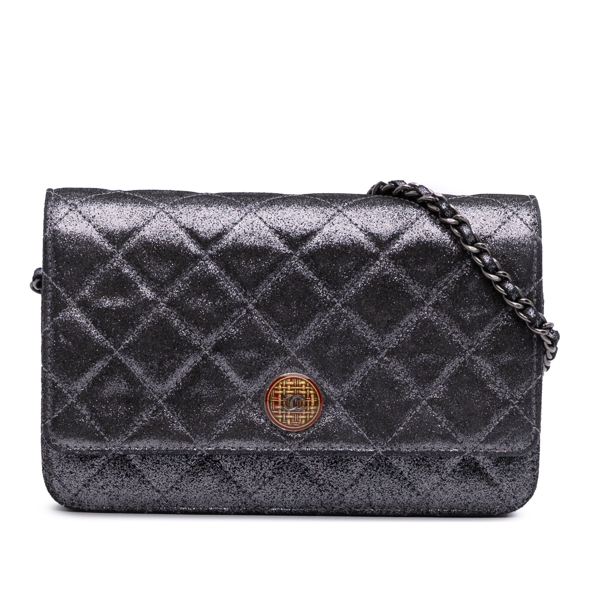Chanel Chanel Quilted Iridescent Lambskin Tartan Button Wallet On Chain Size ONE SIZE - 1 Thumbnail