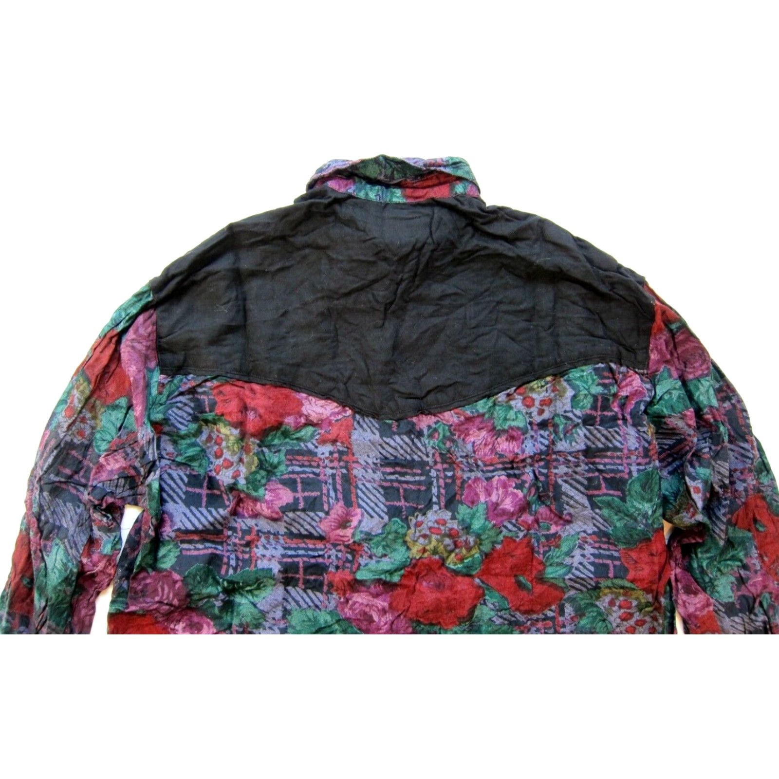SOREL Vtg Sorrel International Floral Plaid Rayon Collar Button Up Blouse Woman Large Size L / US 10 / IT 46 - 5 Thumbnail