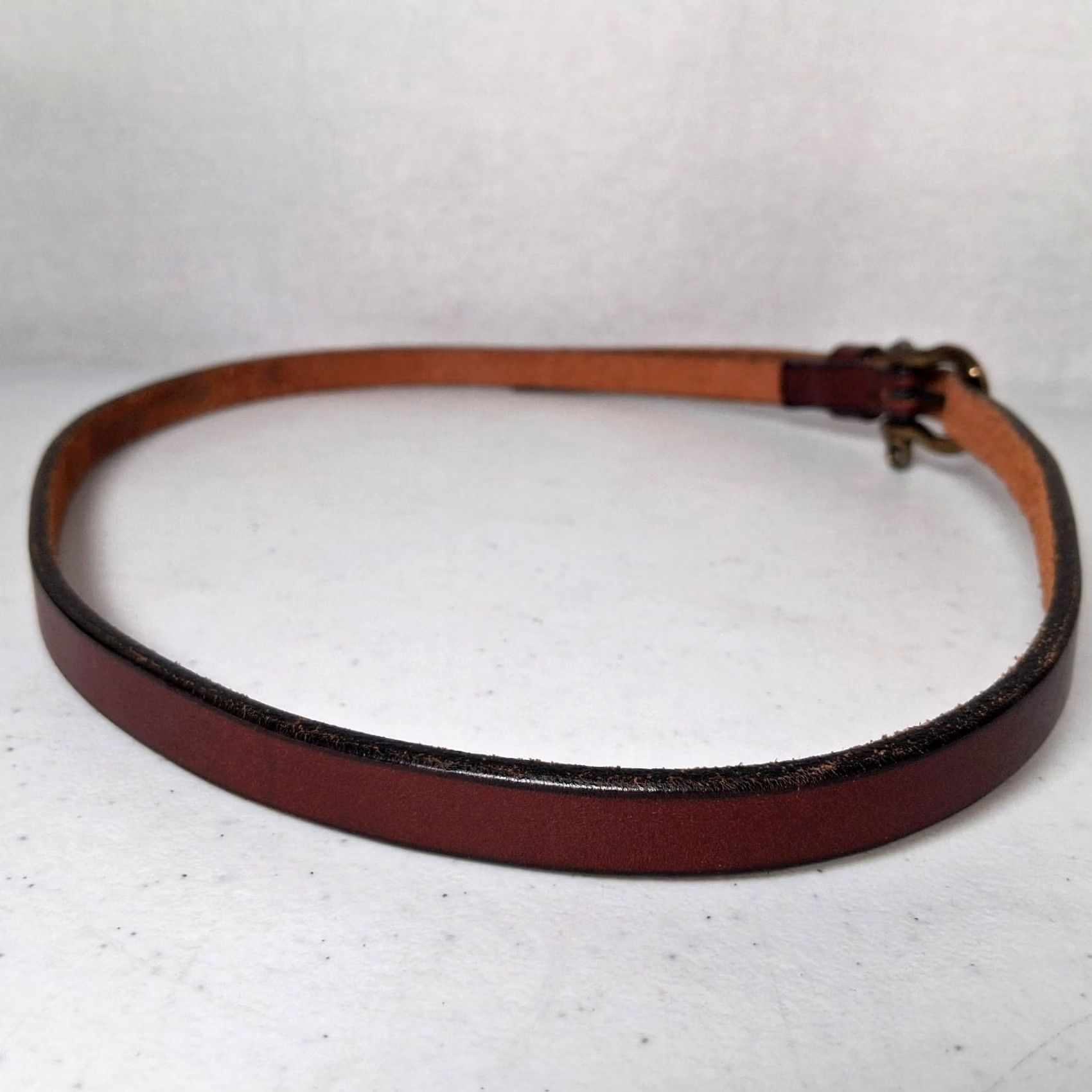 Etienne Aigner VINTAGE Etienne Aigner Belt Women 32 Leather Brass Buckle 1/2" Brown Adjustable Horsehoe Buckle Size ONE SIZE - 4 Thumbnail