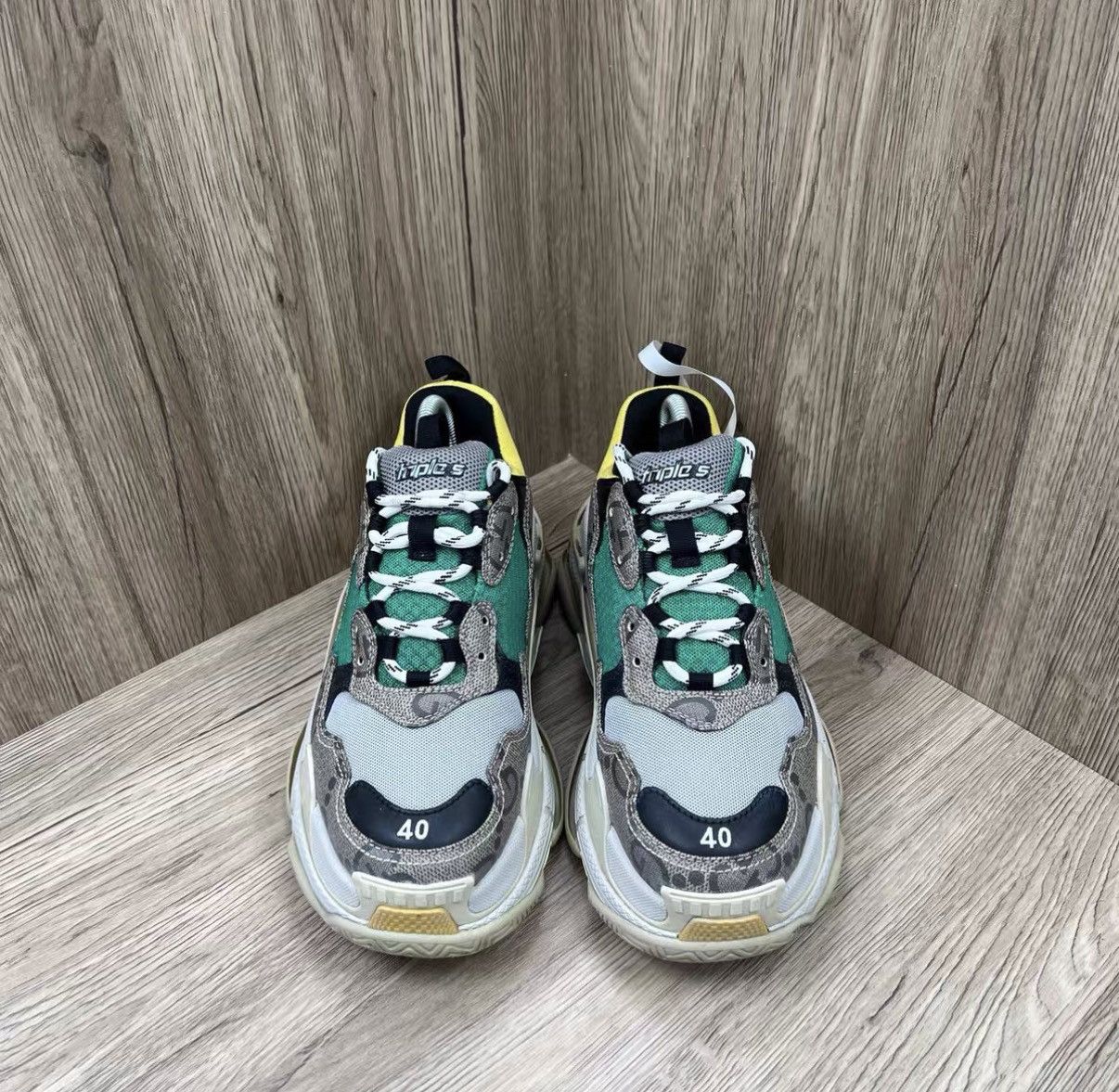 Balenciaga Balenciaga x Gucci Triple S Brown & Green Dad Sneakers J41 Size US 7 / EU 40 - 1 Thumbnail