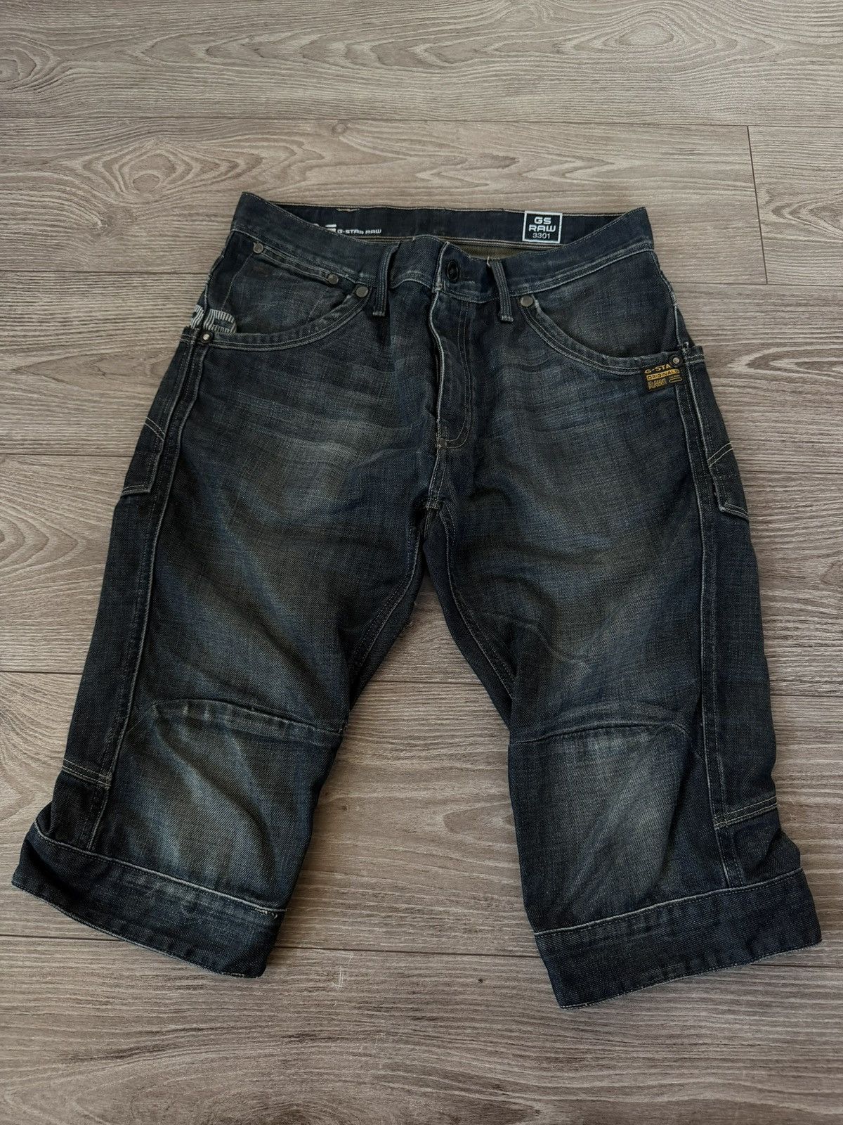 G-Star G Star Raw Denim Big Logo Embroidered Drip Shorts Size US 33 - 3 Thumbnail