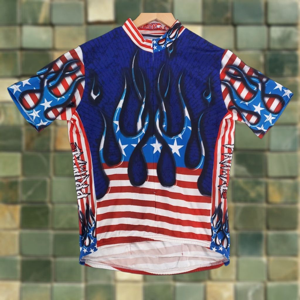 Vintage Primal Cycling Jersey Flame Out Red White Blue Short Sleeve Mens XL Size US XL / EU 56 / 4 - 1 Thumbnail