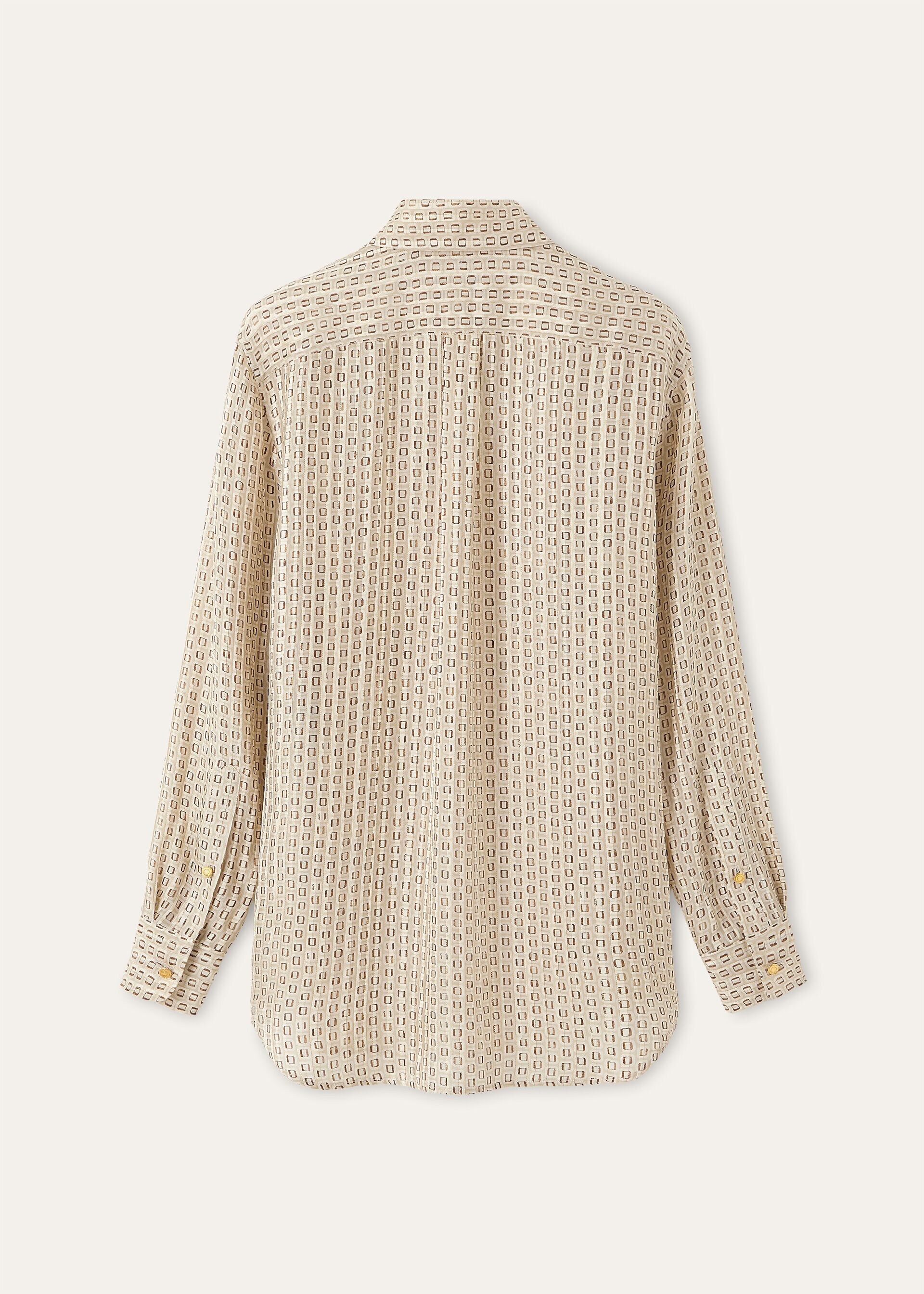 Loro Piana os11x0426 FAQ5896 Thea Shirt in Ivory/Brown Size L / US 10 / IT 46 - 6 Thumbnail