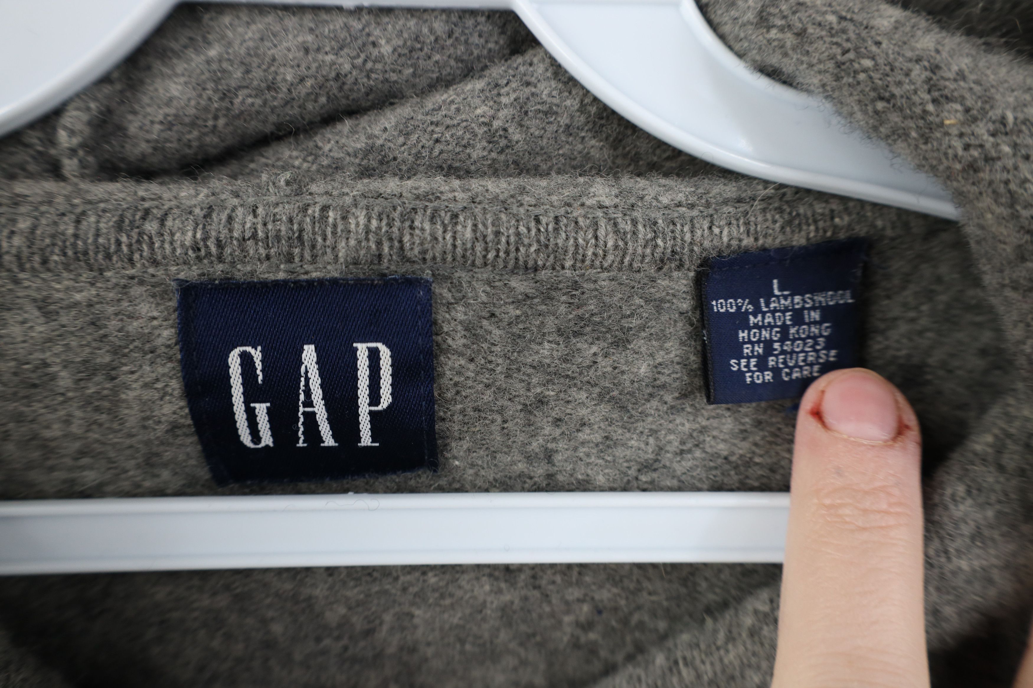 Gap Vintage 90s Gap Lambswool Knit Full Zip Hoodie Sweater Gray Size US L / EU 52-54 / 3 - 8 Thumbnail
