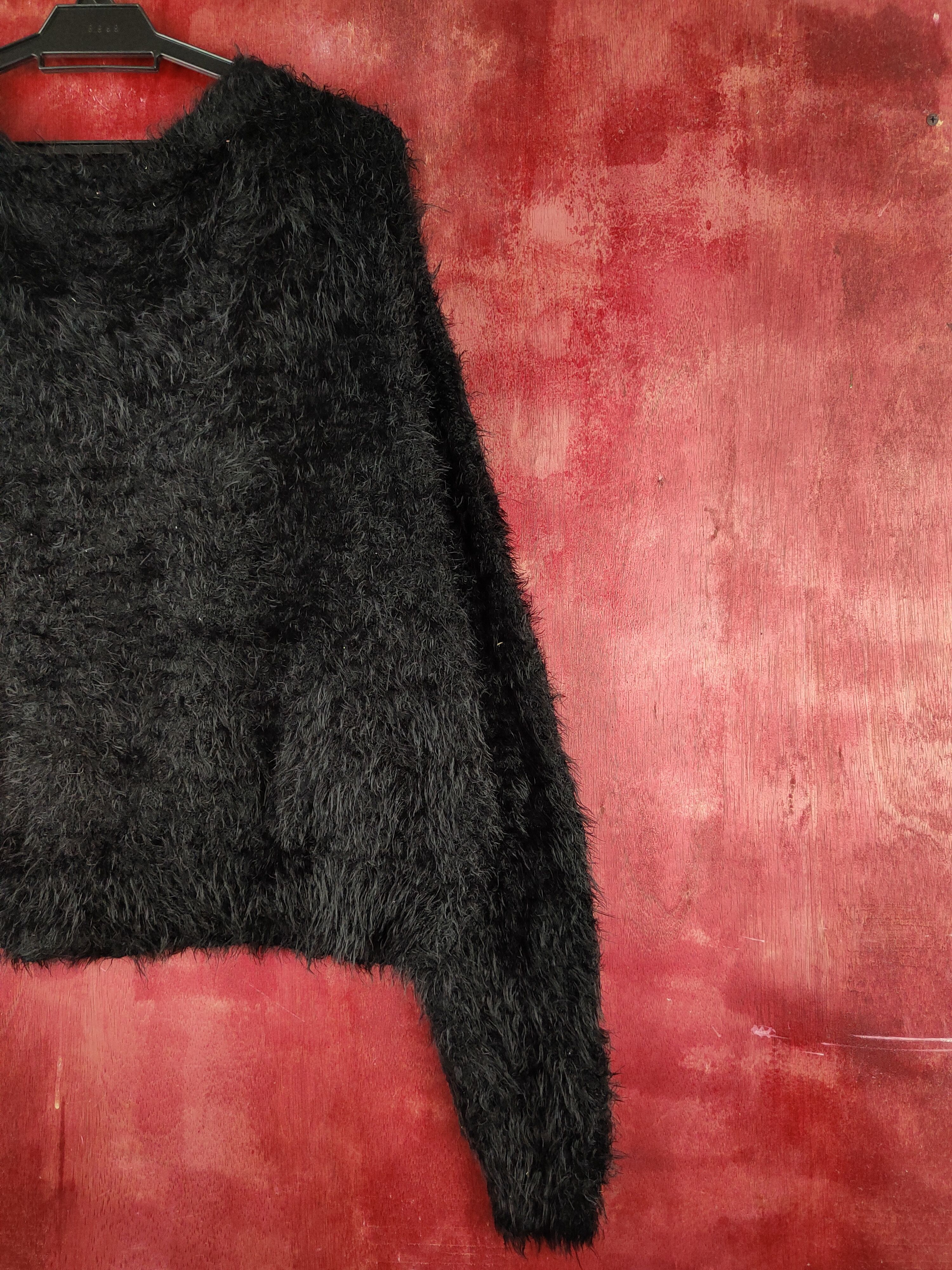 Vintage Earth Music&Ecology Black Fur Mohair Knitwear Cardigan#S1981 Size M / US 6-8 / IT 42-44 - 9 Thumbnail
