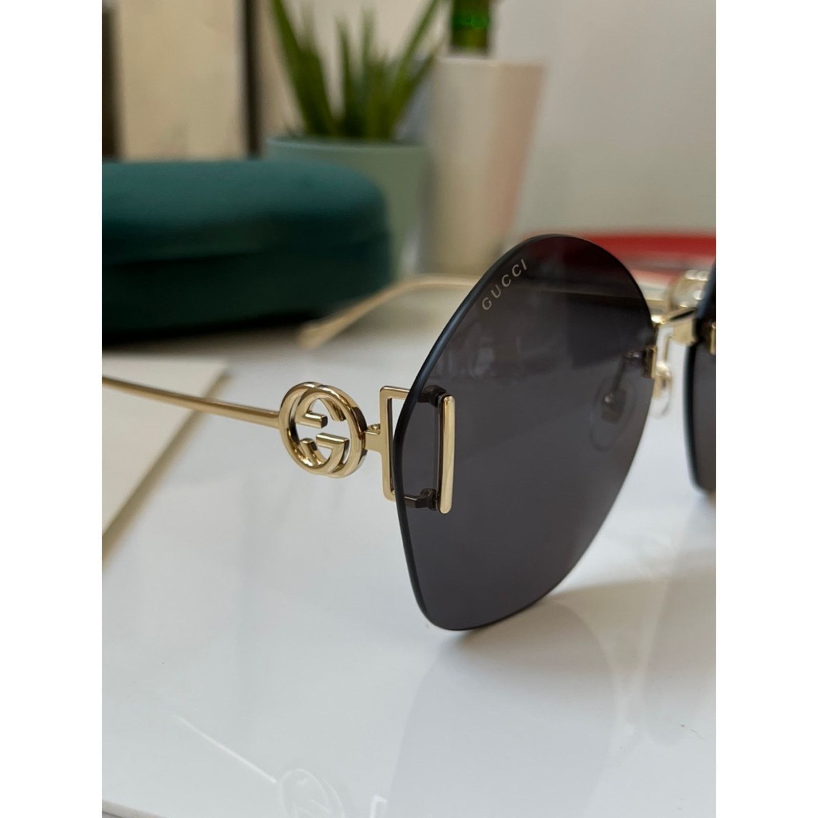 Gucci NEW Gucci GG1203S Dark Grey Rimless Sunglasses Size ONE SIZE - 6 Thumbnail