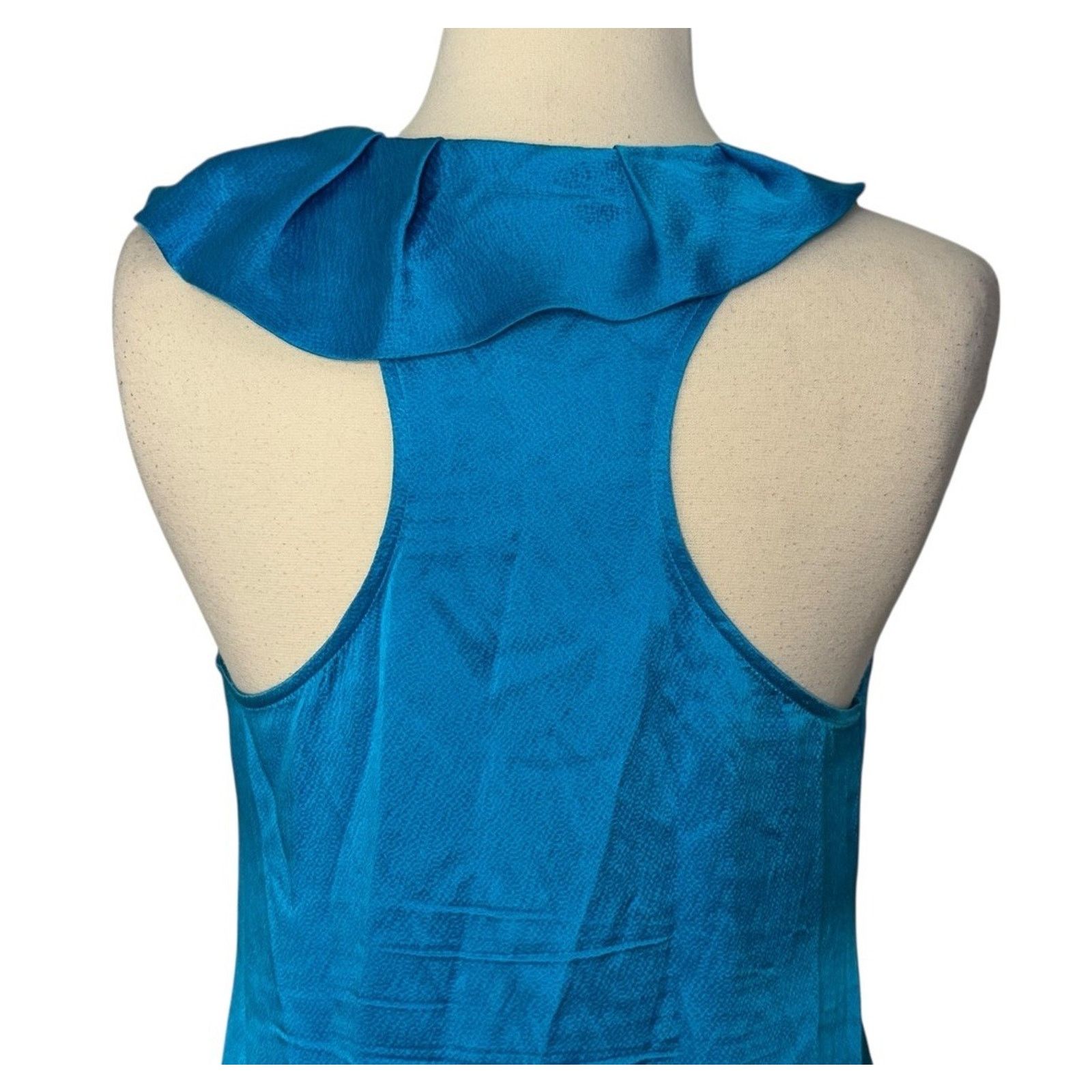 Anthropologie Anthropologie ALI RO Silk Turquoise Ruffle Mini Dress Halter Size M / US 6-8 / IT 42-44 - 9 Thumbnail