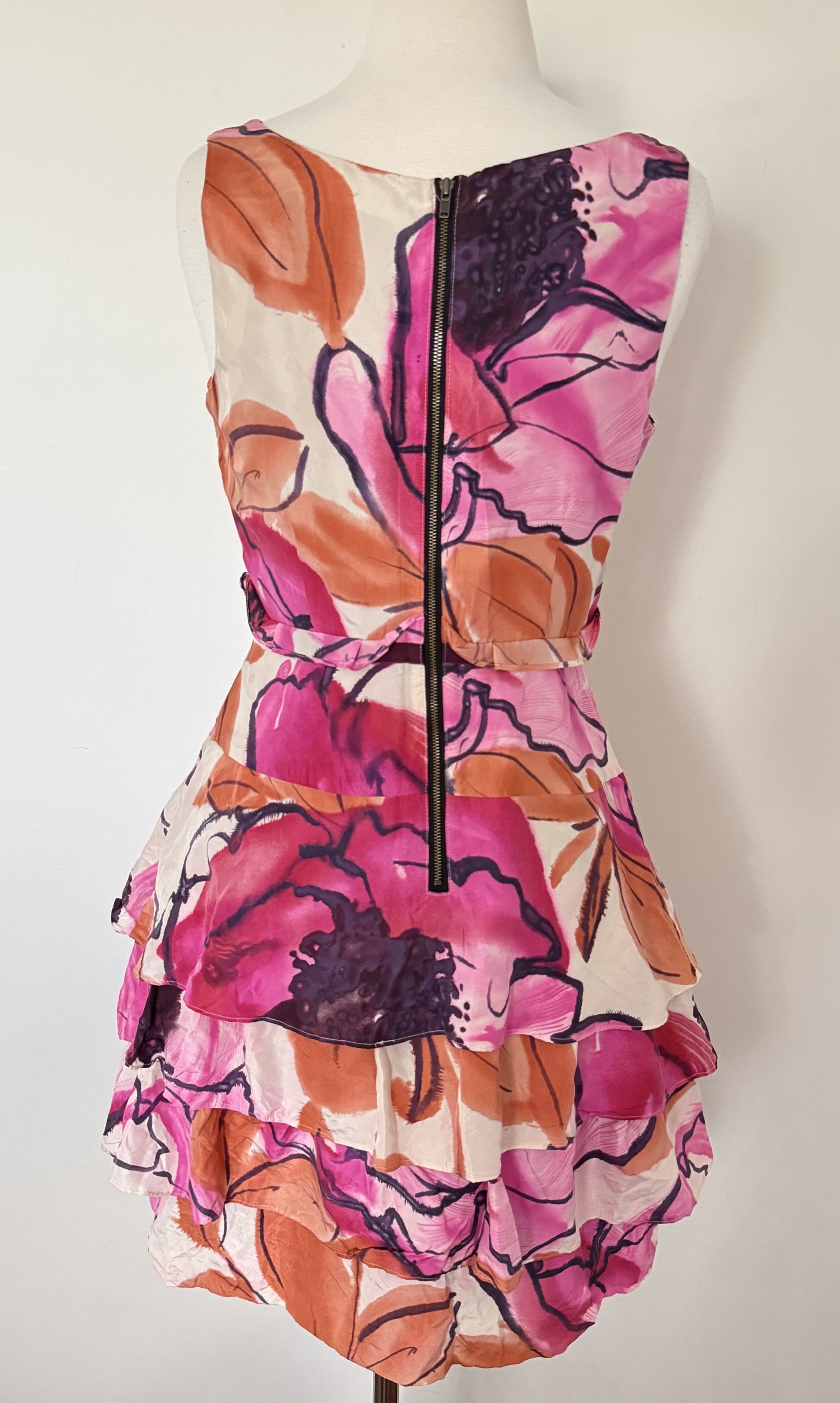 Other Moulinette Soeurs Orchid Silk Tiered Dress Fit Flare Size S / US 4 / IT 40 - 3 Thumbnail