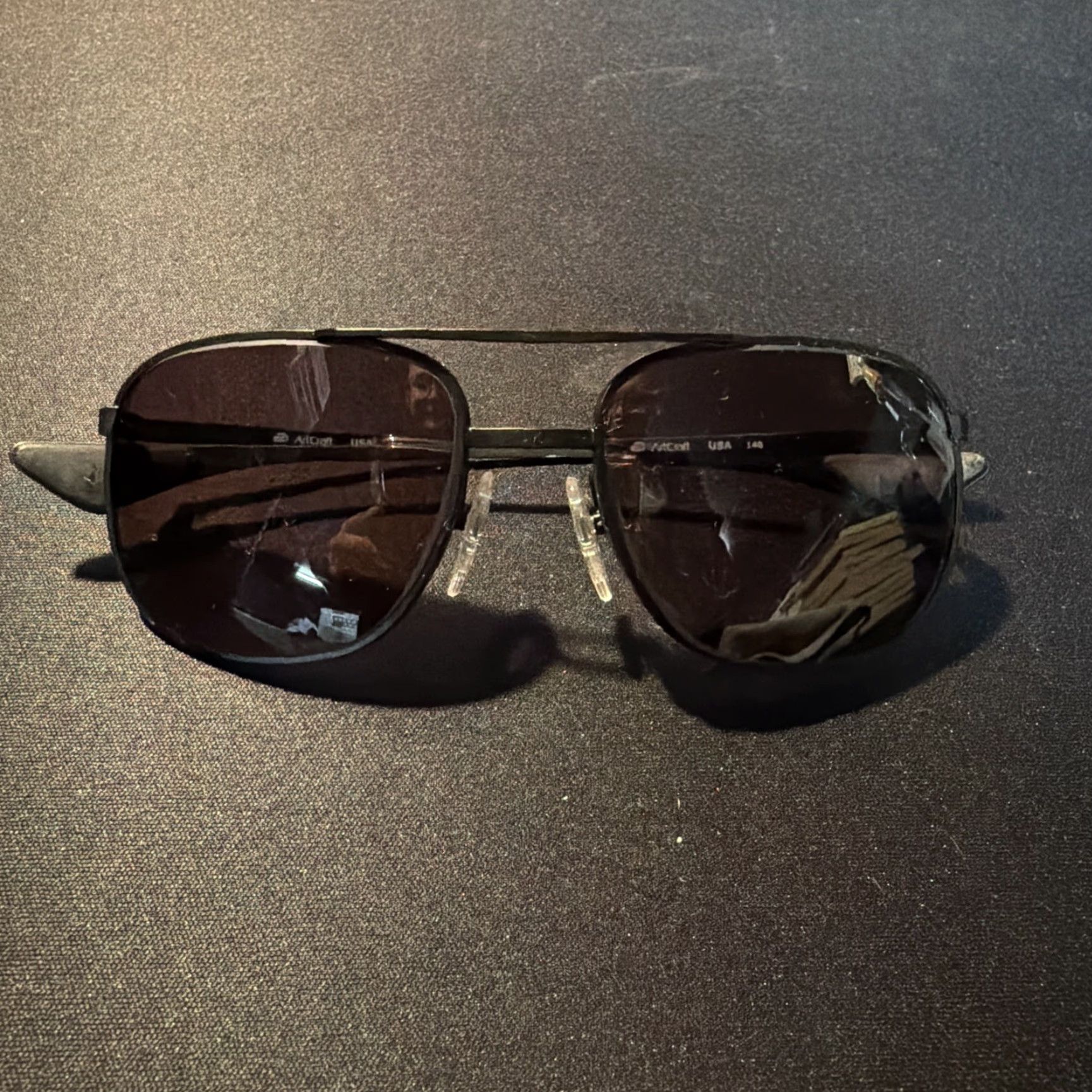 Vintage VINTAGE ArtCraft Sunglasses Small Aviator Design Black Pilot Medium Black USA Sunglasses Mens Women Girls Boys Size ONE SIZE - 2 Thumbnail
