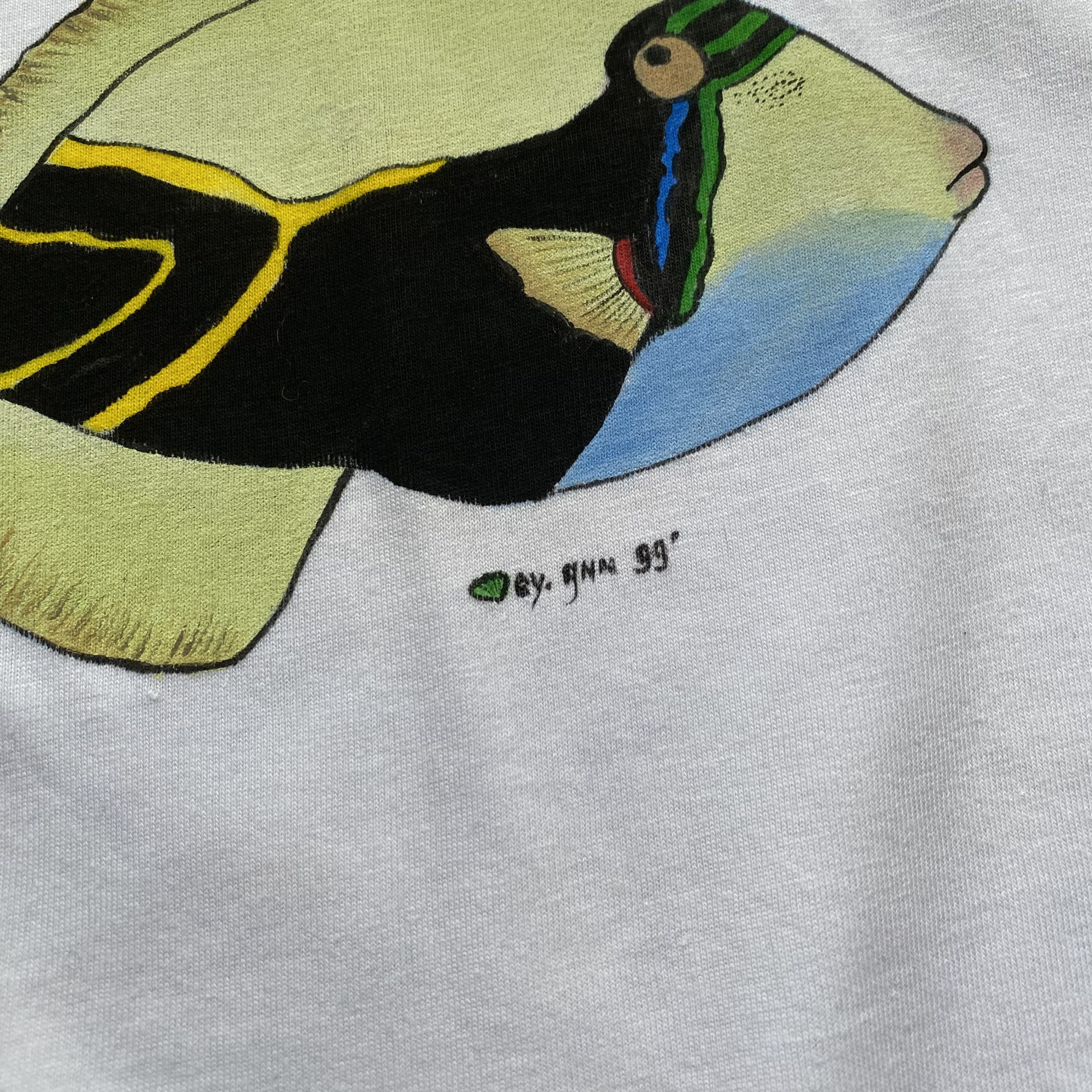 Vintage 🐠 Vintage 90s Art Sea Fish logo tee Ocean Dolphin Size US L / EU 52-54 / 3 - 4 Thumbnail