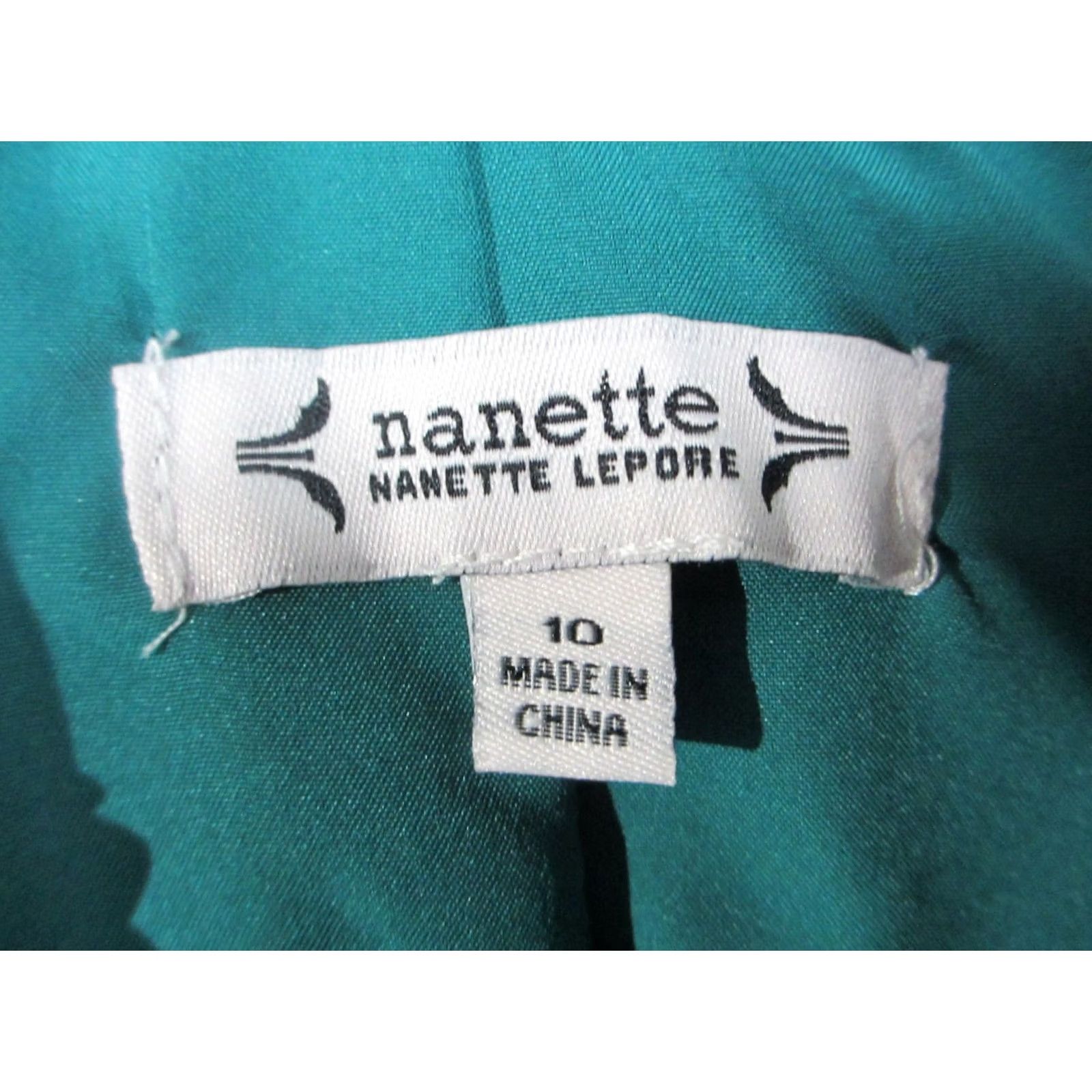 Nanette Lepore Nanette Lepore Dress Womens 10 Green Pleated Chiffon Ruffle Trim Split Tie Neck Size L / US 10 / IT 46 - 6 Thumbnail