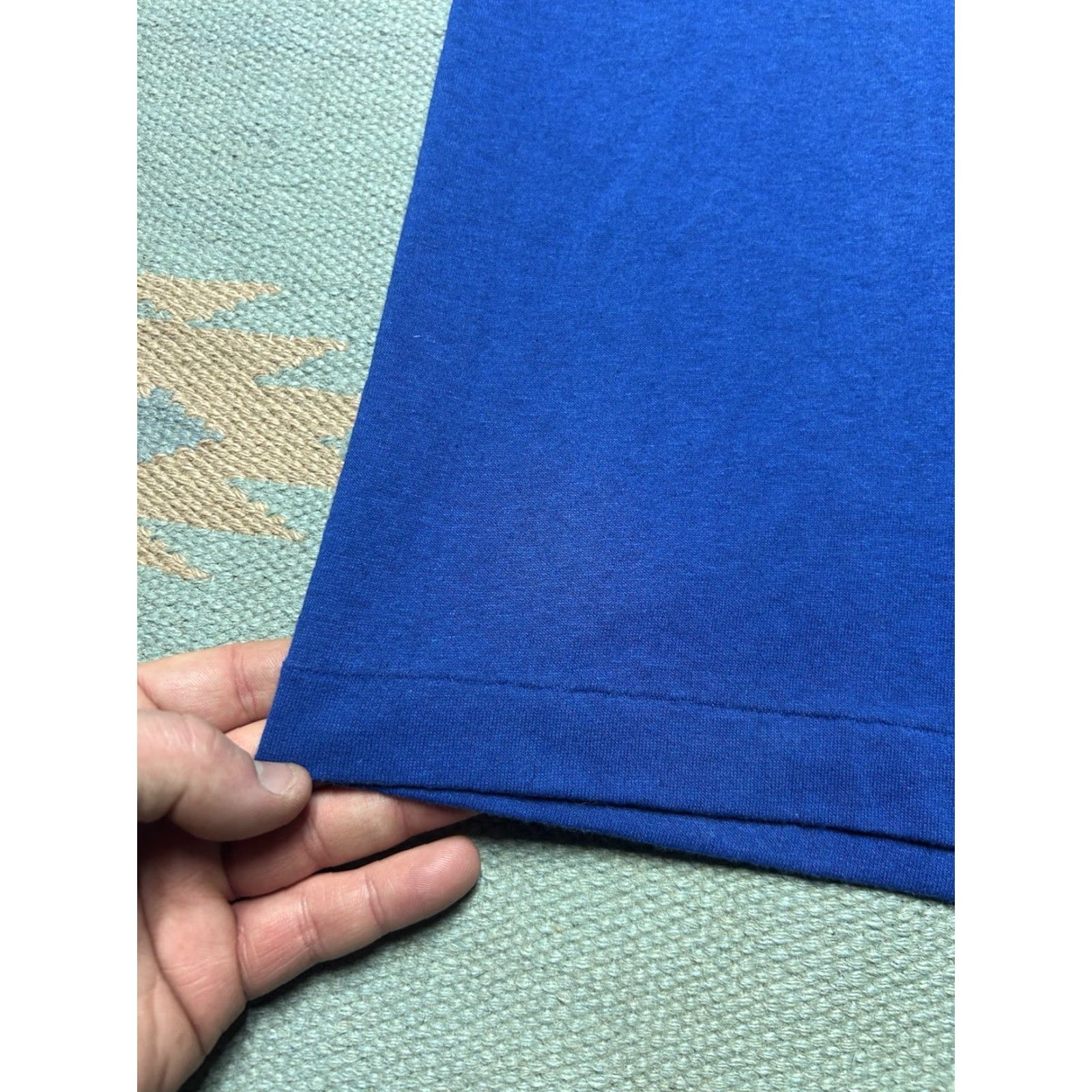 Vintage VINTAGE 80s blank t shirt single stitch soft worn poly cotton sportswear L/XL T-Shirt Men Blue 80s Vintage Mens XL Regular Summer Shirt Size US XL / EU 56 / 4 - 5 Thumbnail