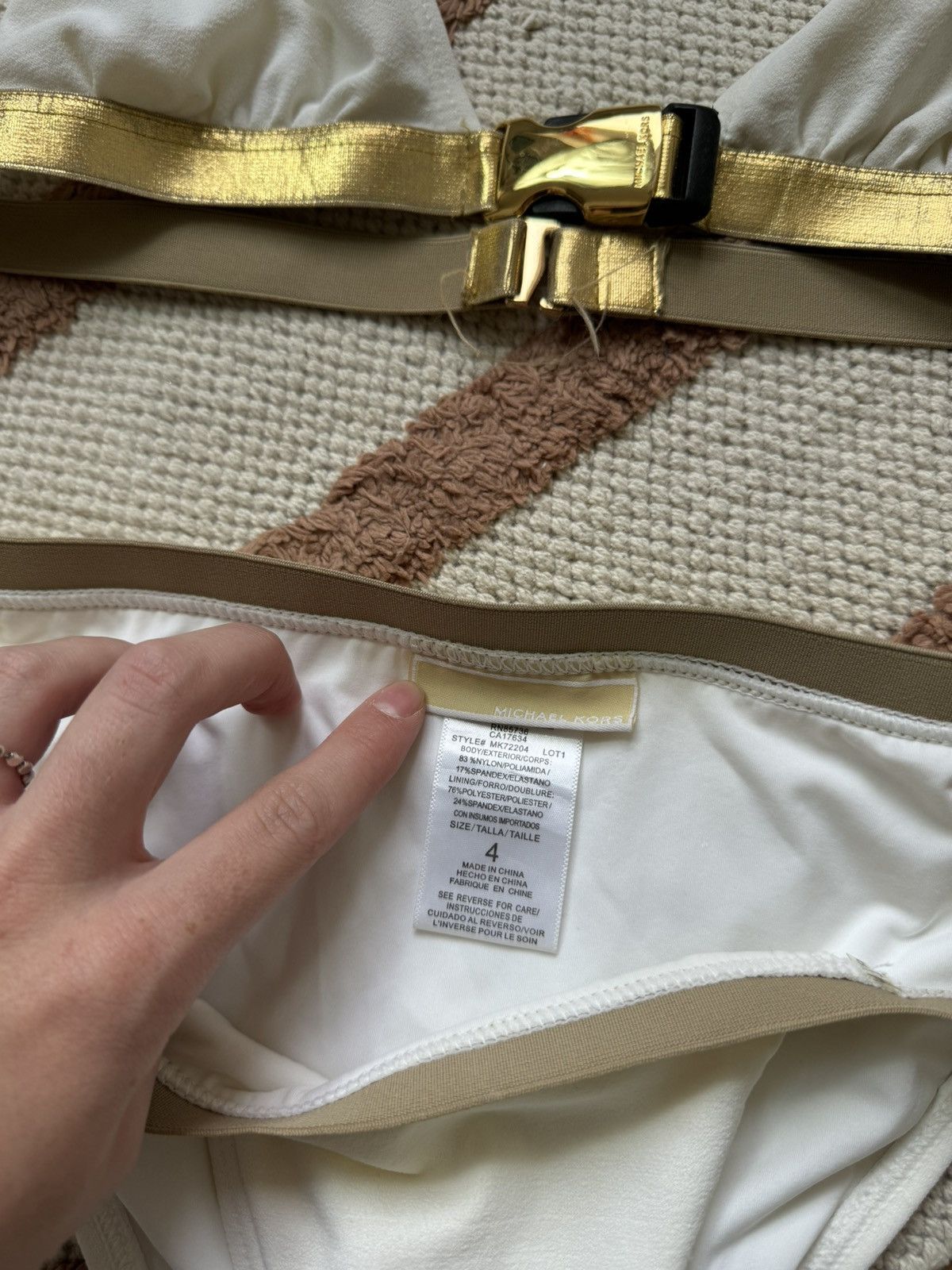 Michael Kors MICHAEL KORS GOLD/WHITE AVANT GARDE BIKINI SWIMSUIT Size ONE SIZE - 2 Thumbnail