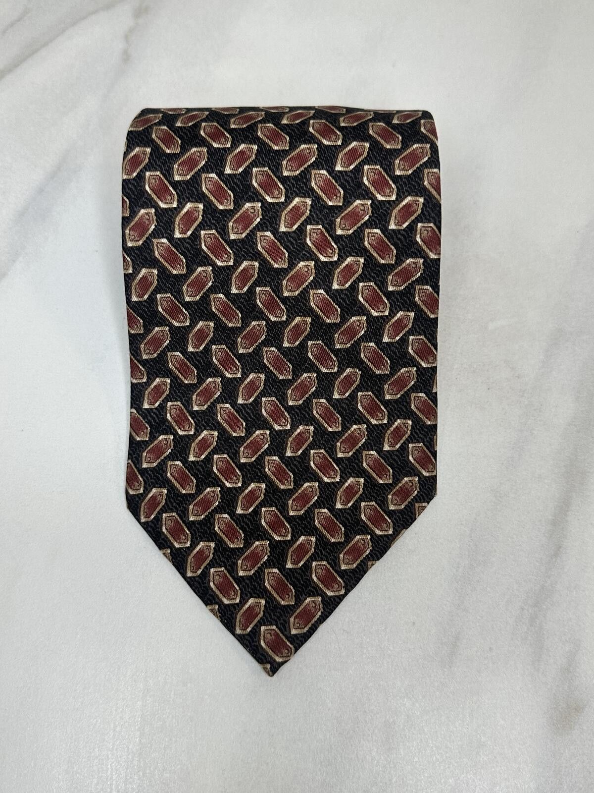 Burberry Vintage Burberrys London silk tie black/brown/gold geometric Size ONE SIZE - 1 Thumbnail