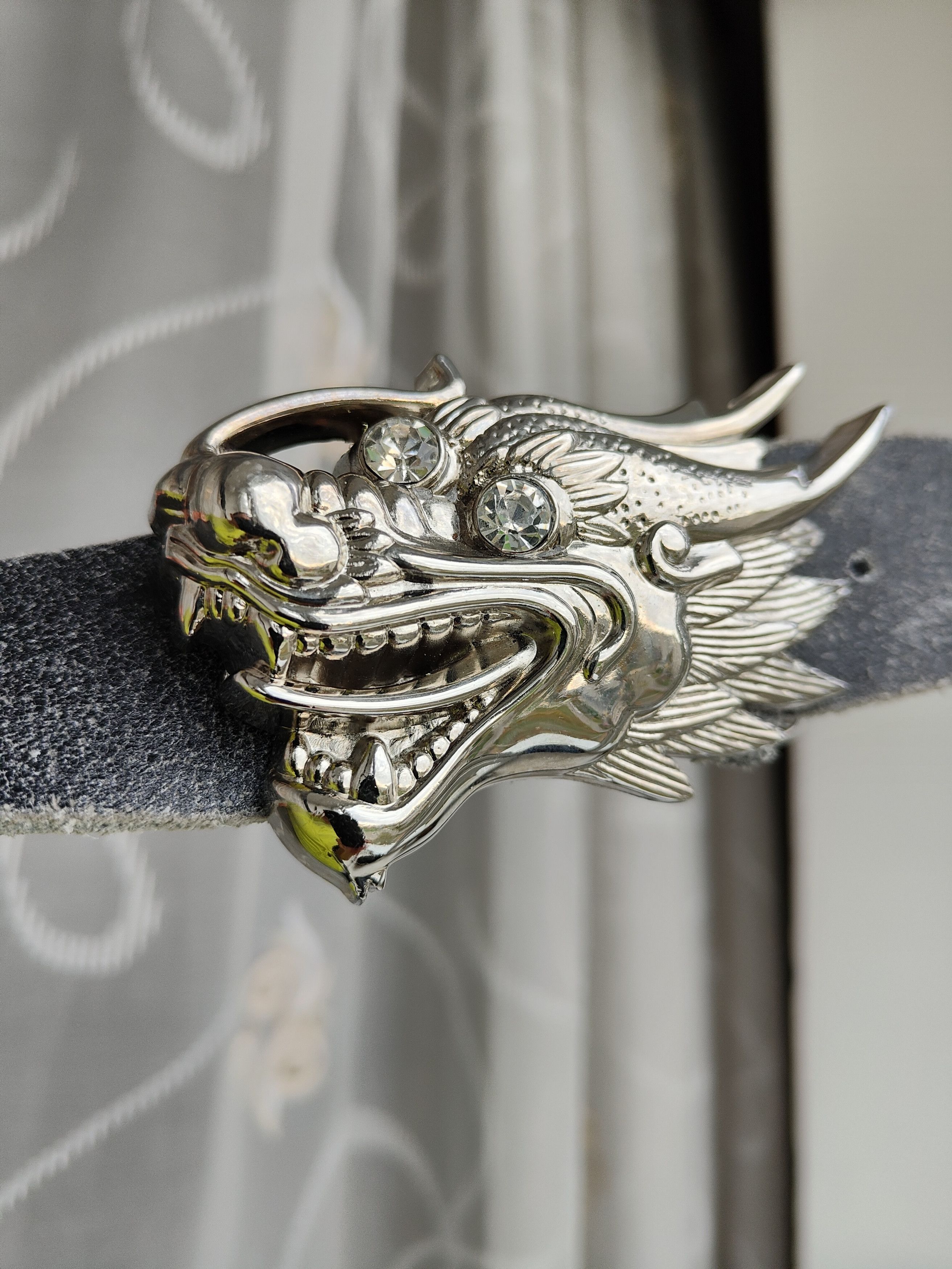 Vintage Leather Belt Buckle Dragon Crazy Japan Belts
