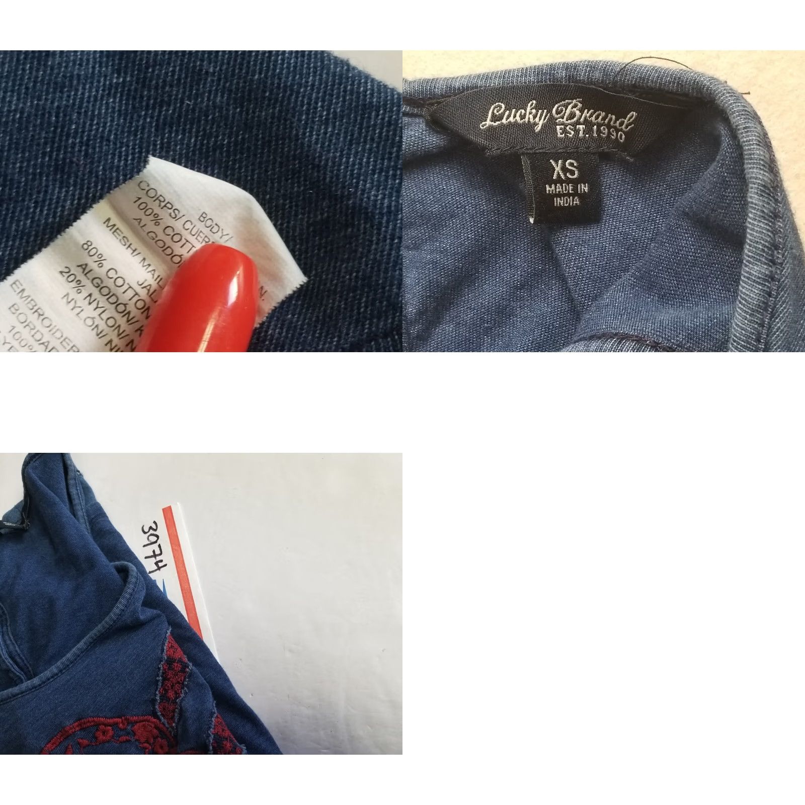 Lucky Brand Lucky Brand Tank Top XS Open Shoulder Embroidered Paisley Blue Boho Women Sleeveless Casual Party/Cocktail Travel Size XS / US 0-2 / IT 36-38 - 8 Thumbnail