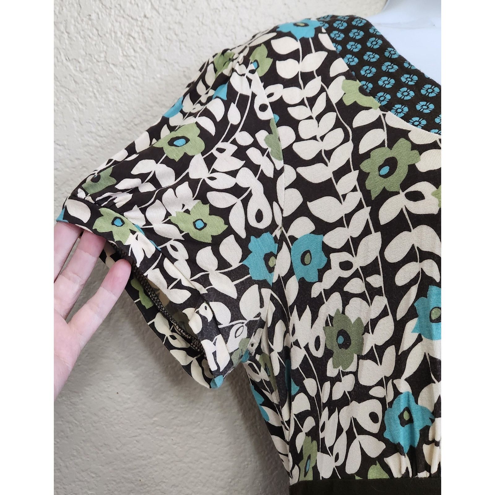 Apt. 9 Apt 9 Brown Blue White Floral Print Tie Back Top XL Stretch Size XL / US 12-14 / IT 48-50 - 2 Thumbnail