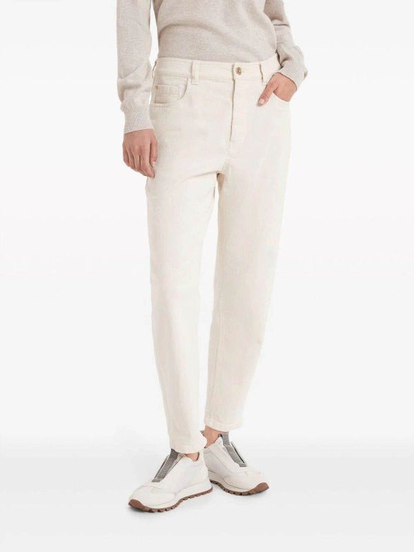 Brunello Cucinelli o1la1rc1a0425 Lady Dyed Pants in White Size 30" / US 8 / IT 44 - 2 Thumbnail
