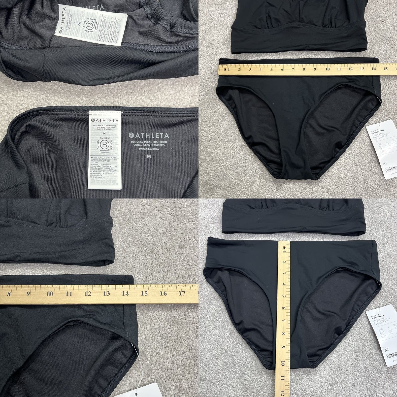 Athleta VINTAGE? No. Athleta Plunge Bikini Swimsuit Top Black D-DD Cup & Clean Full Bottom Black 2 Piece NWT Small/Medium Women XS-? Size S / US 4 / IT 40 - 8 Thumbnail
