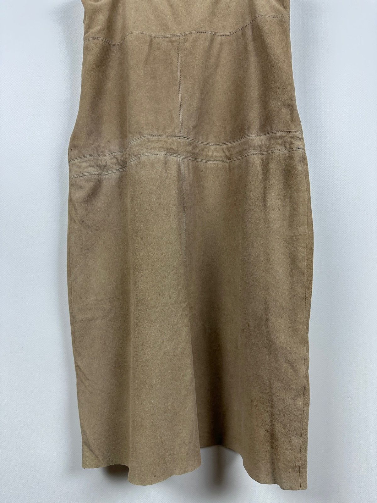 Brunello Cucinelli Vintage Brunello Cucinelli Suede Leather Strappy Midi Dress Size M / US 6-8 / IT 42-44 - 17 Thumbnail