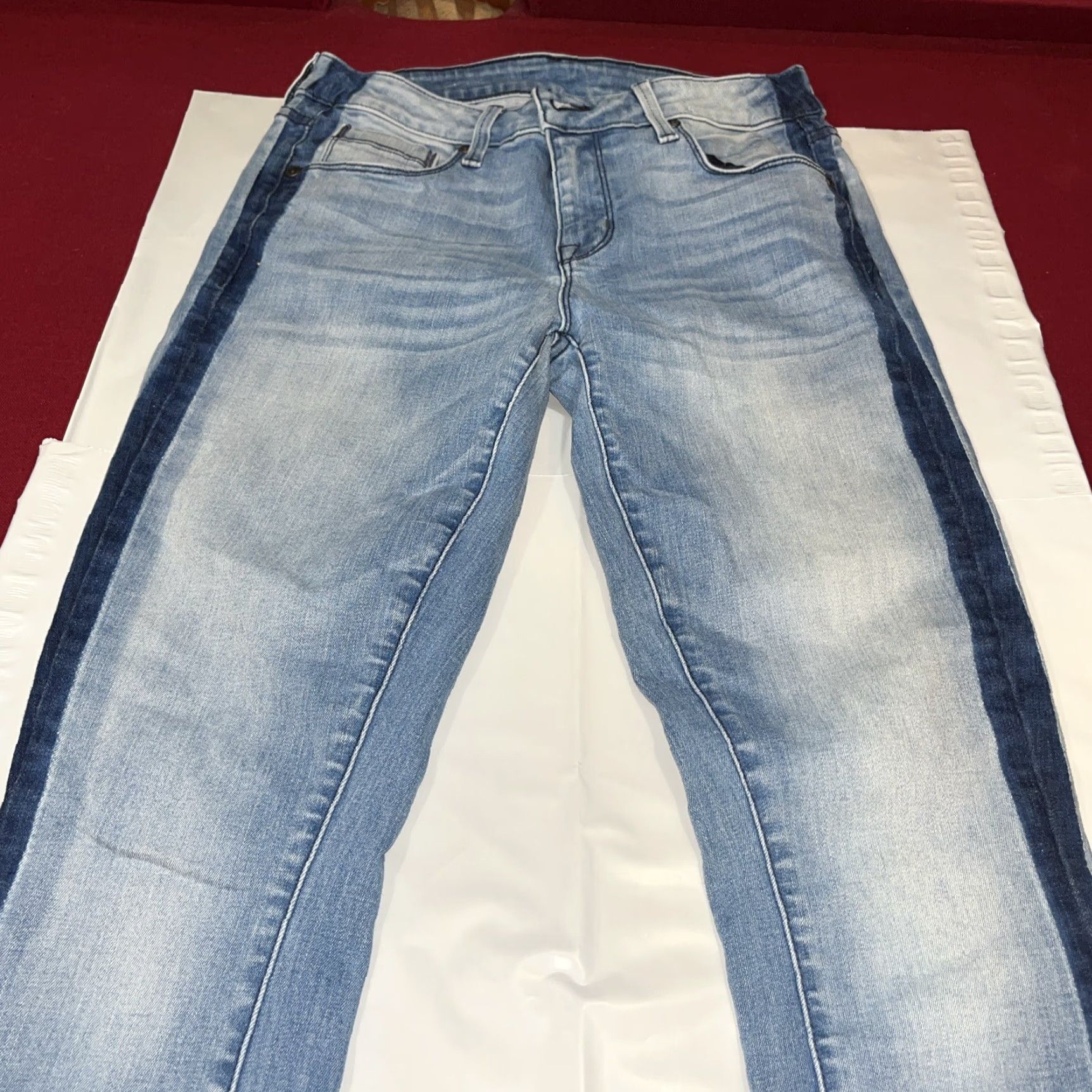 Parker Parker Smith Skinny Jeans Womens Sz 25 Blue Side Stripe Rise Mid Denim 5-Pocket Stretch Distressed No Vintage Bohemian Festival Hippie USA Pants Size 42" / US 20 - 4 Thumbnail